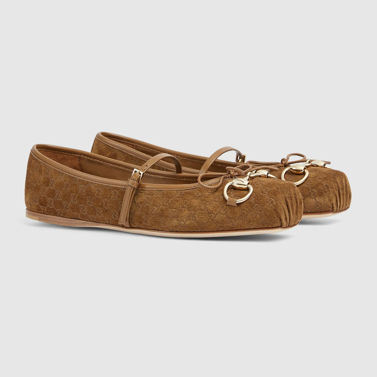 gucci brown suede ballet flats 