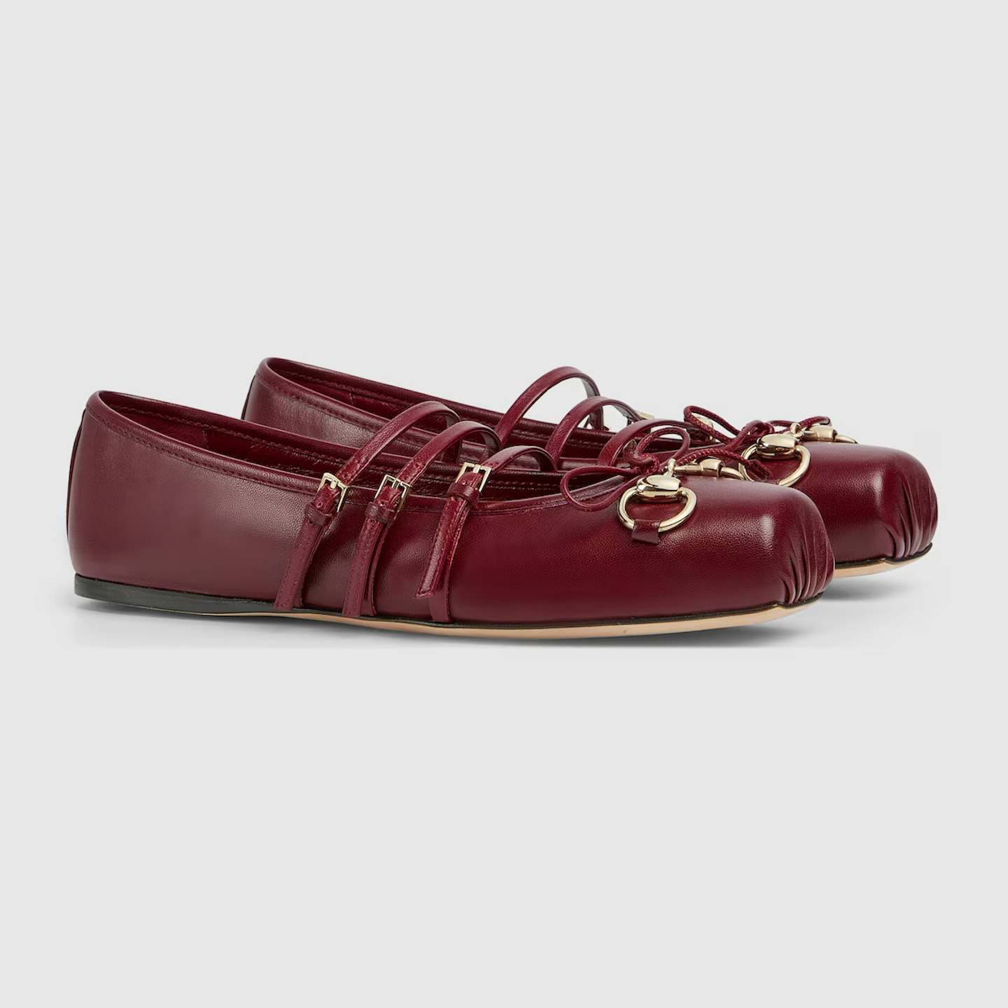 gucci red leather ballet flats 