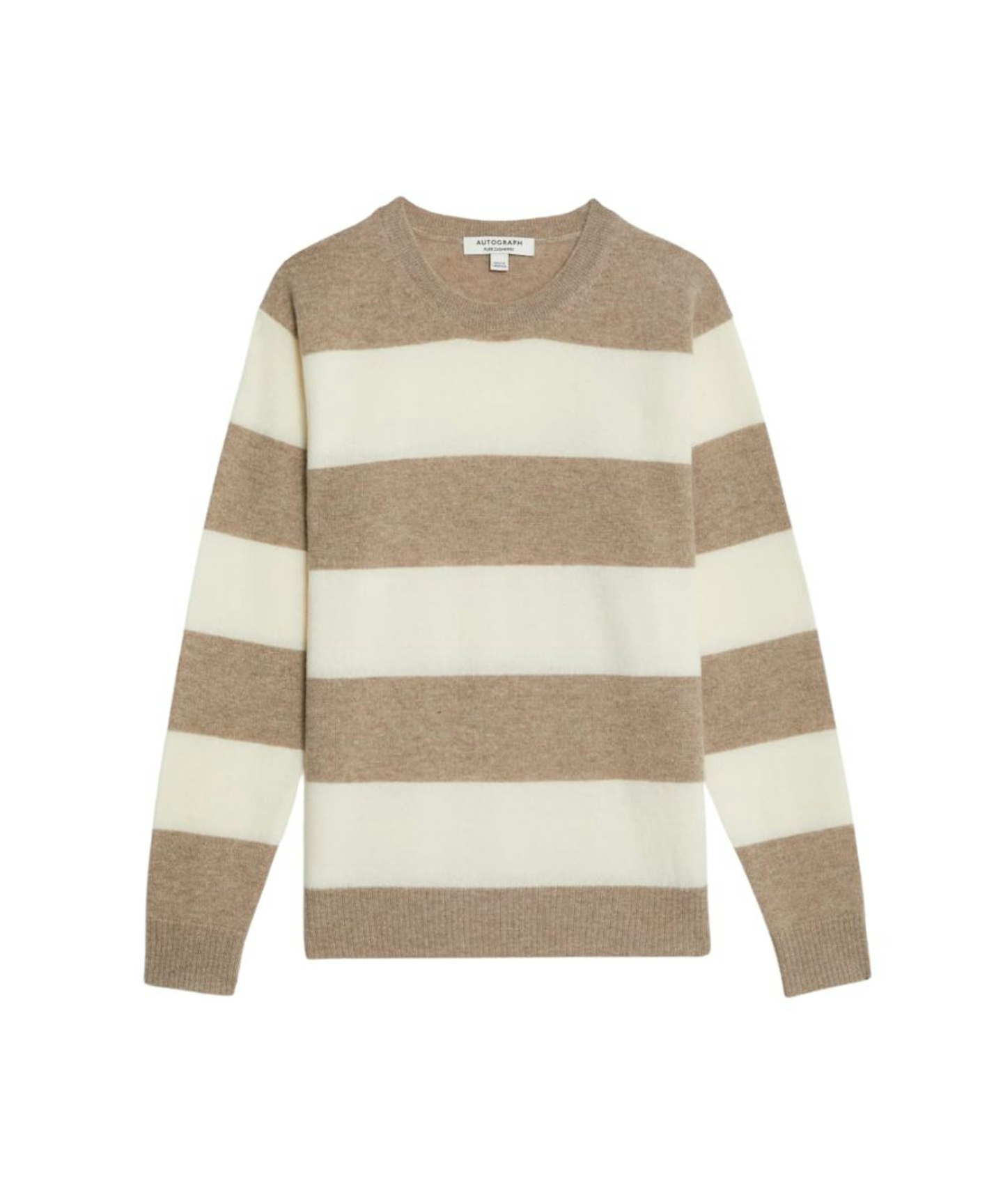 M&S, Pure Cashmere Striped Crew Neck Jumper