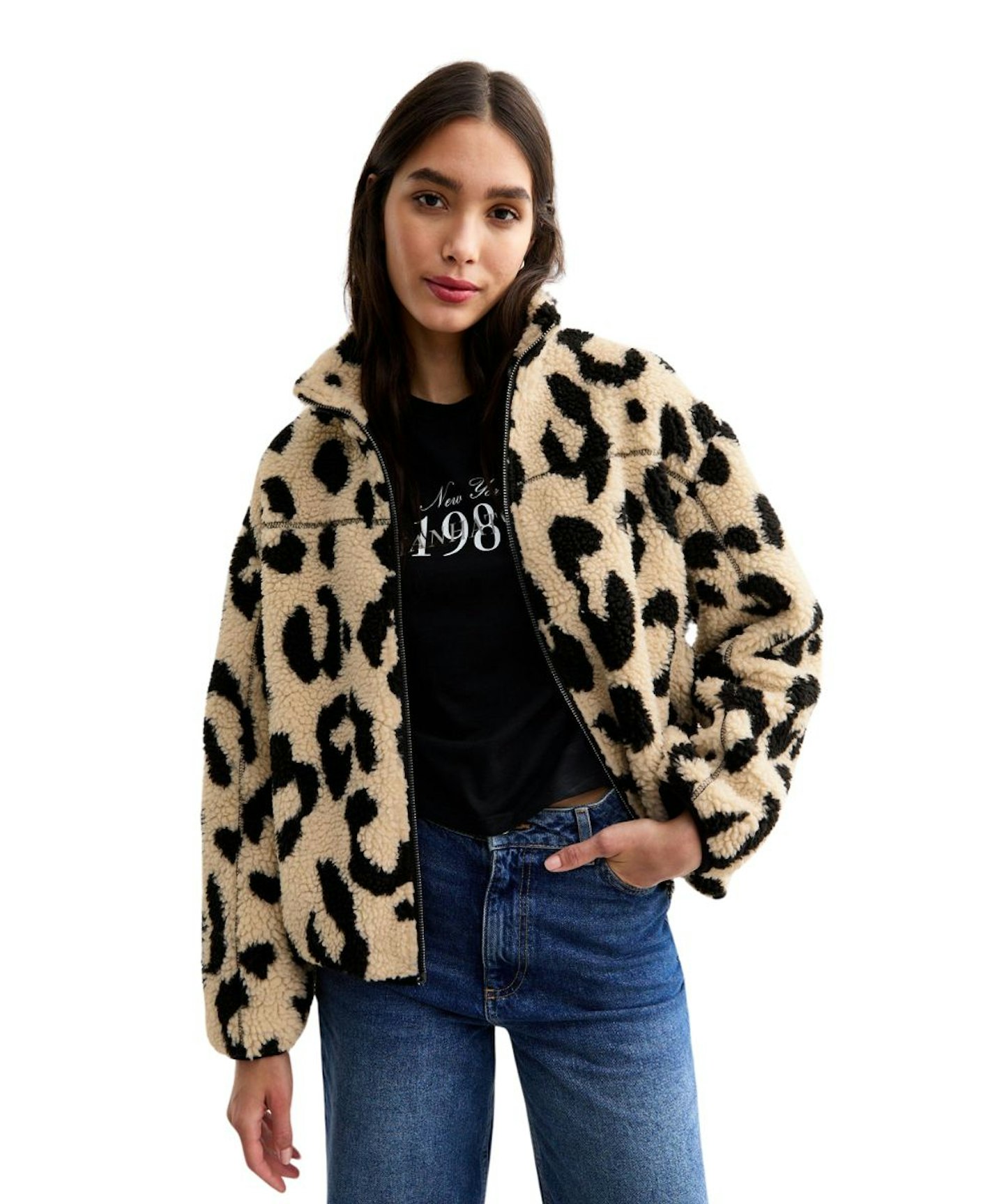 New Look, Animal Print Borg Jacket