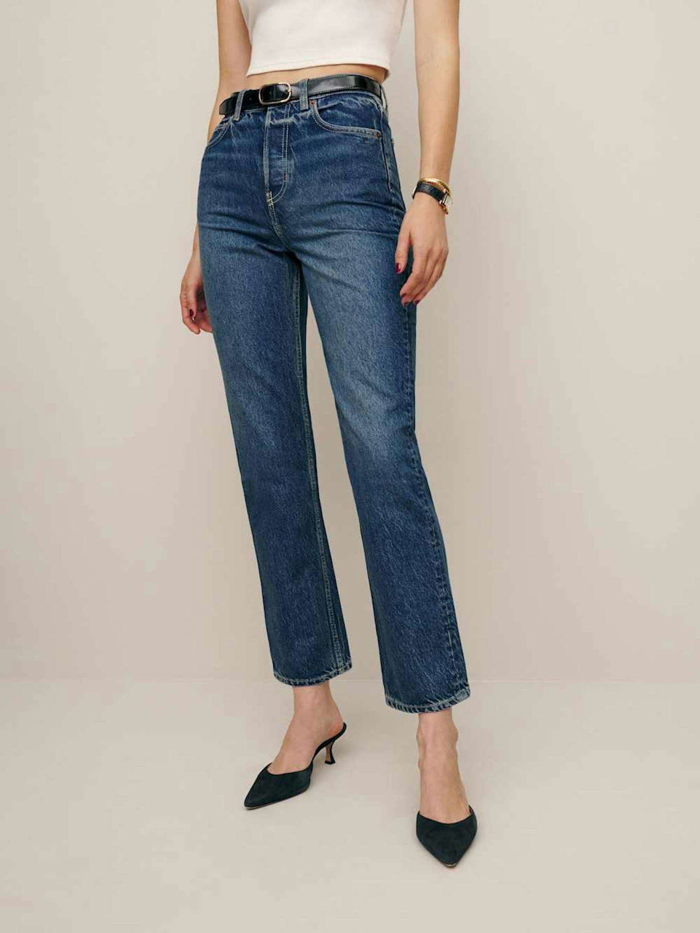 reformation Cynthia High Rise Straight Cropped Jeans