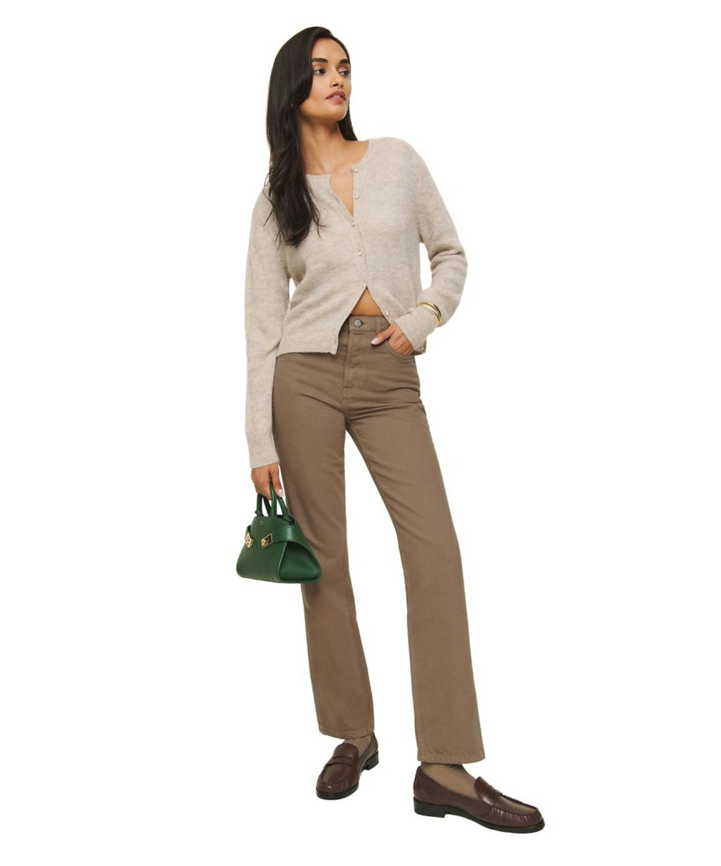 Cynthia High Rise Straight Jeans, Mushroom