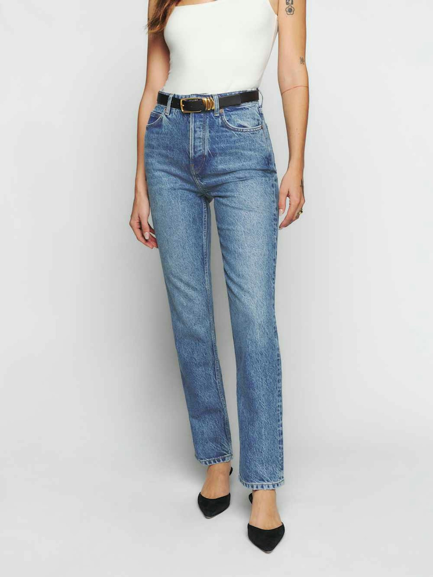Cynthia High Rise Straight Jeans, Light Blue