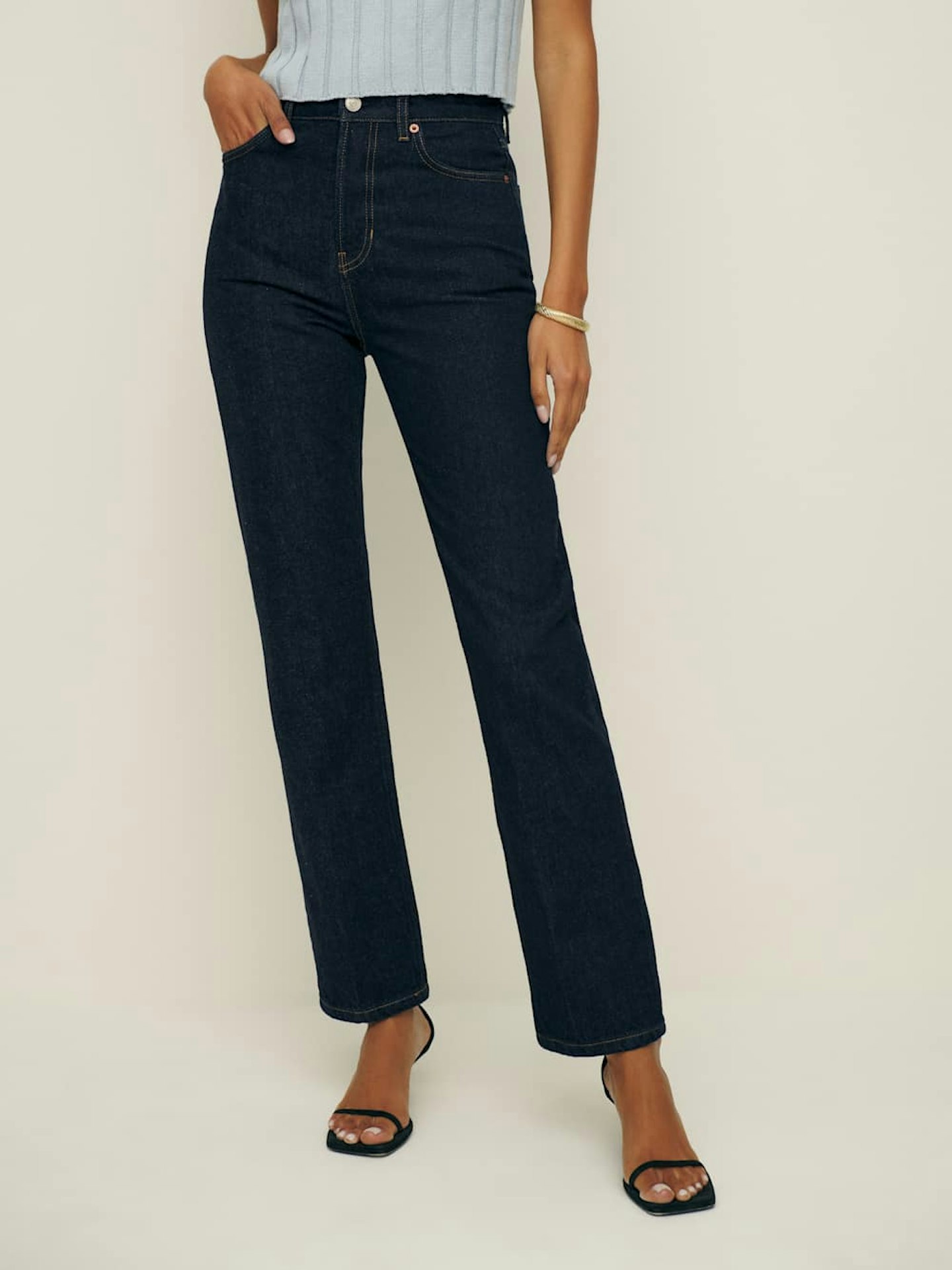 Cynthia High Rise Straight Jeans, Indigo reformation