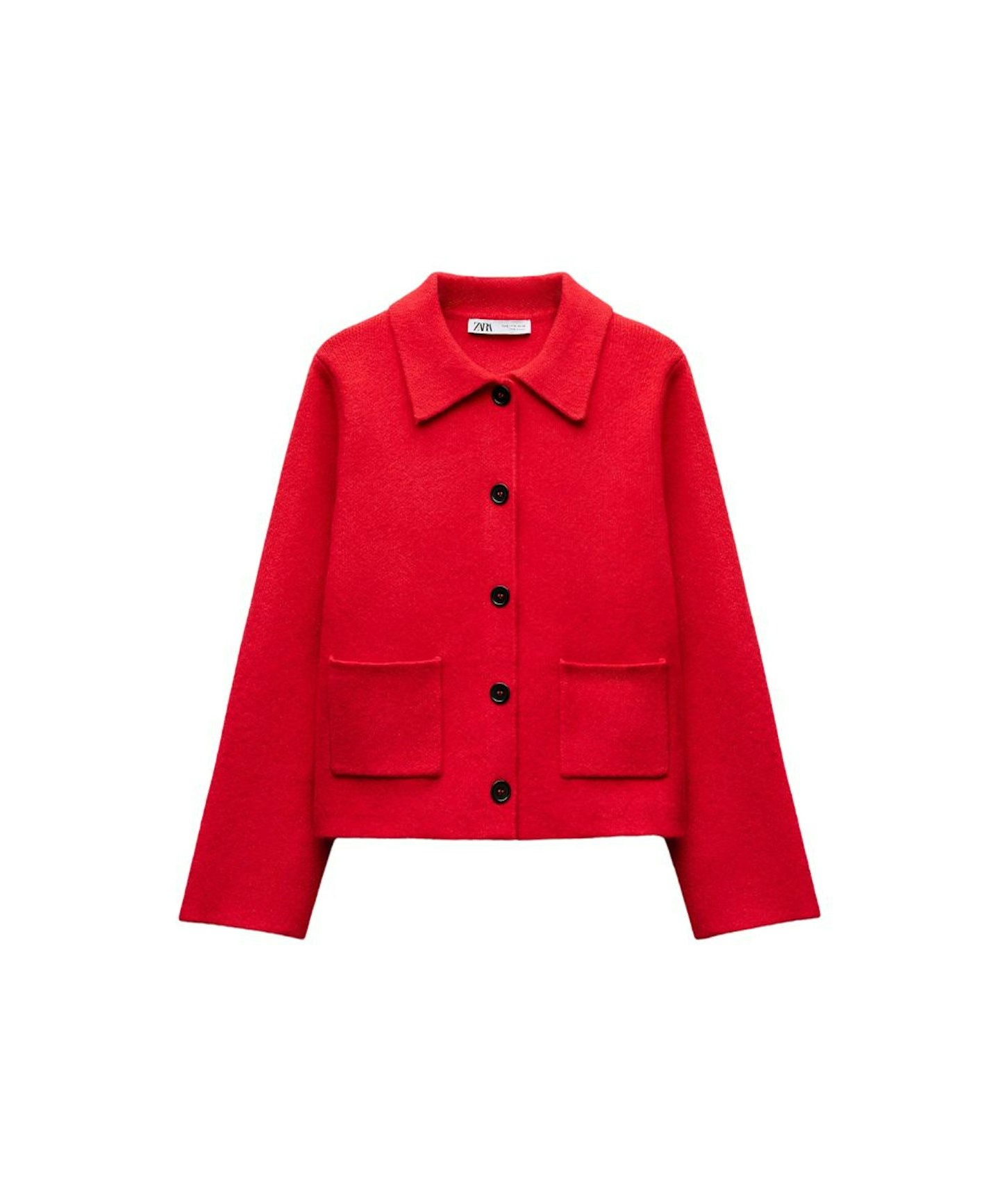 Zara, Plain-Knit Red Cardigan