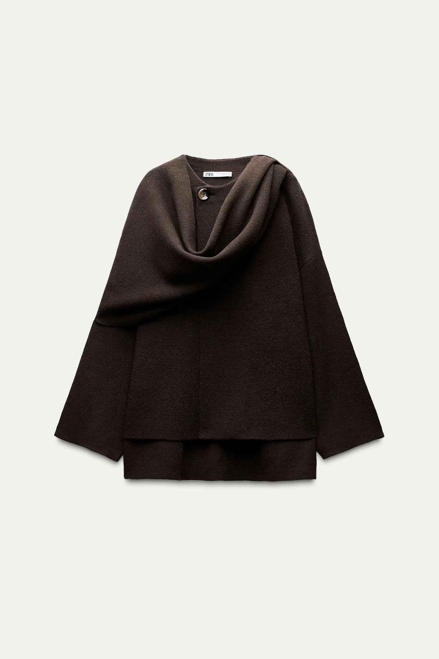 Zara, Short Knitted Coat With Scarf