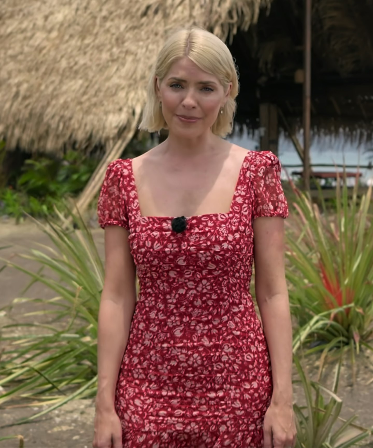 Holly Willougby wears red floral mini dress