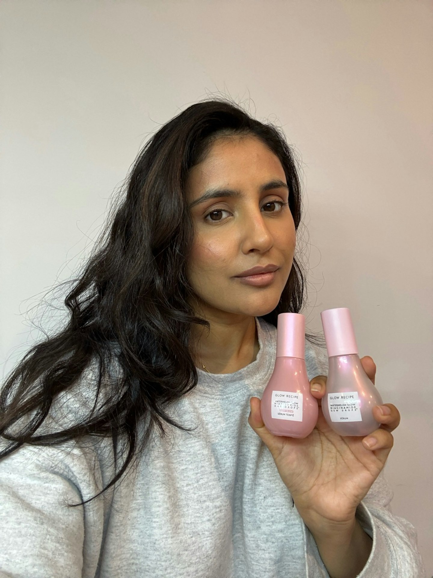 Sameeha using the Glow Recipe Watermelon Glow Niacinamide Dew Drops