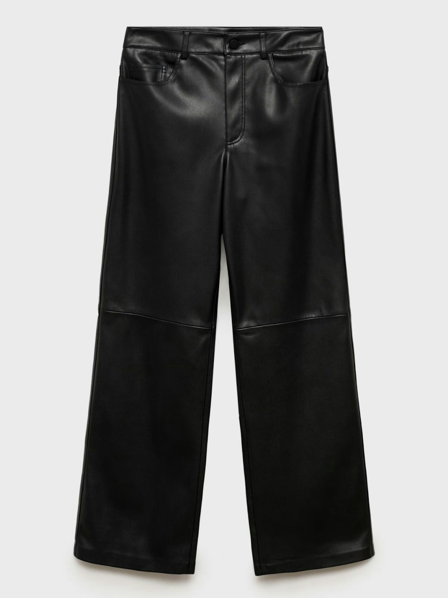 Mango, Leather-Effect Straight Trousers