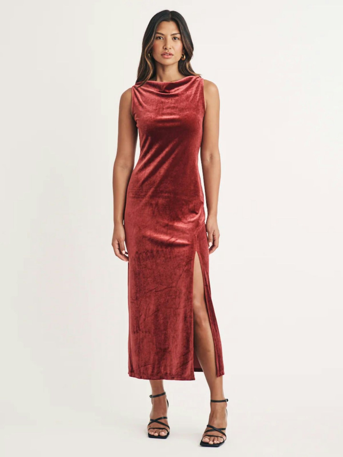 Nobody's Child, Red Velvet Jersey Camille Midi Dress