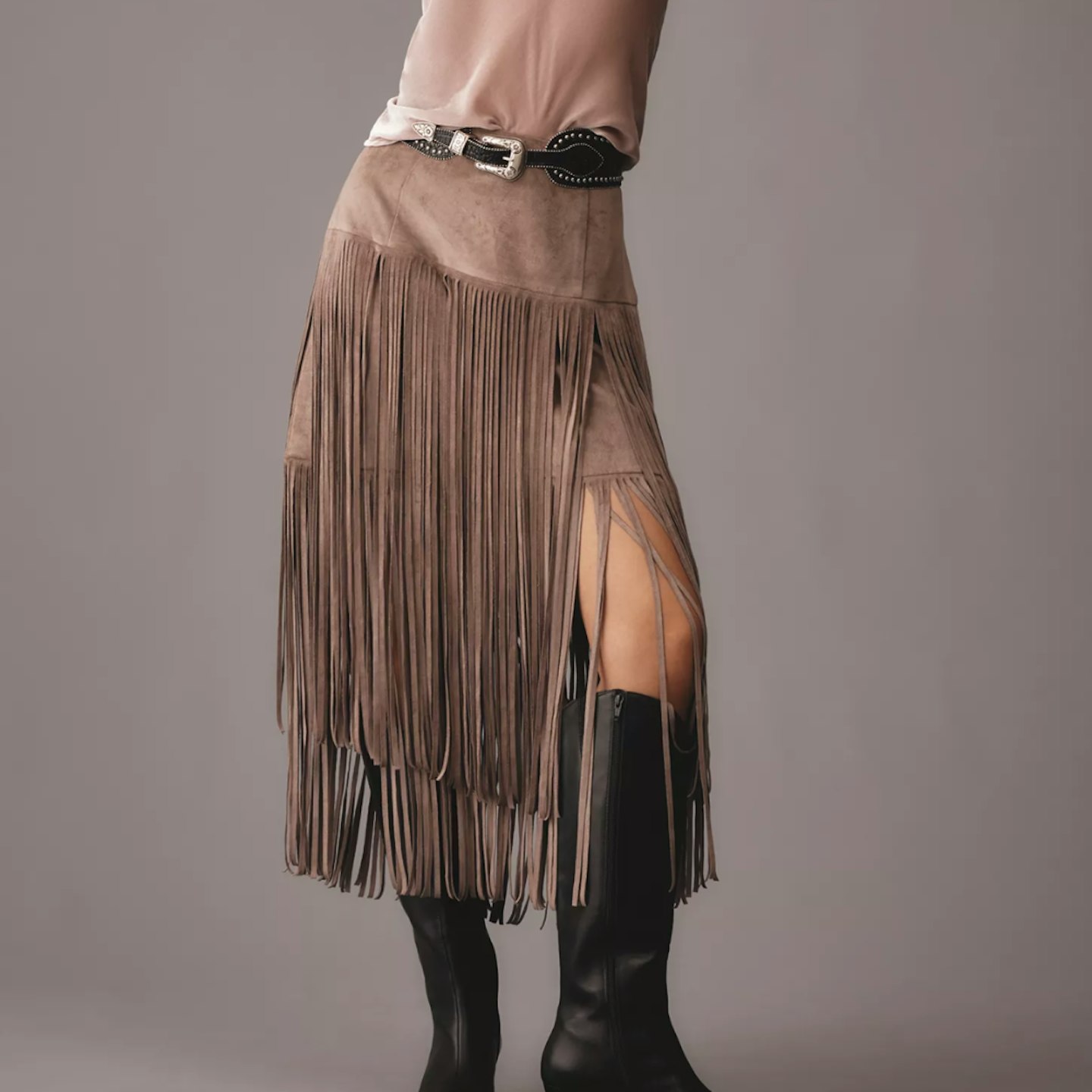 fringed long skirt