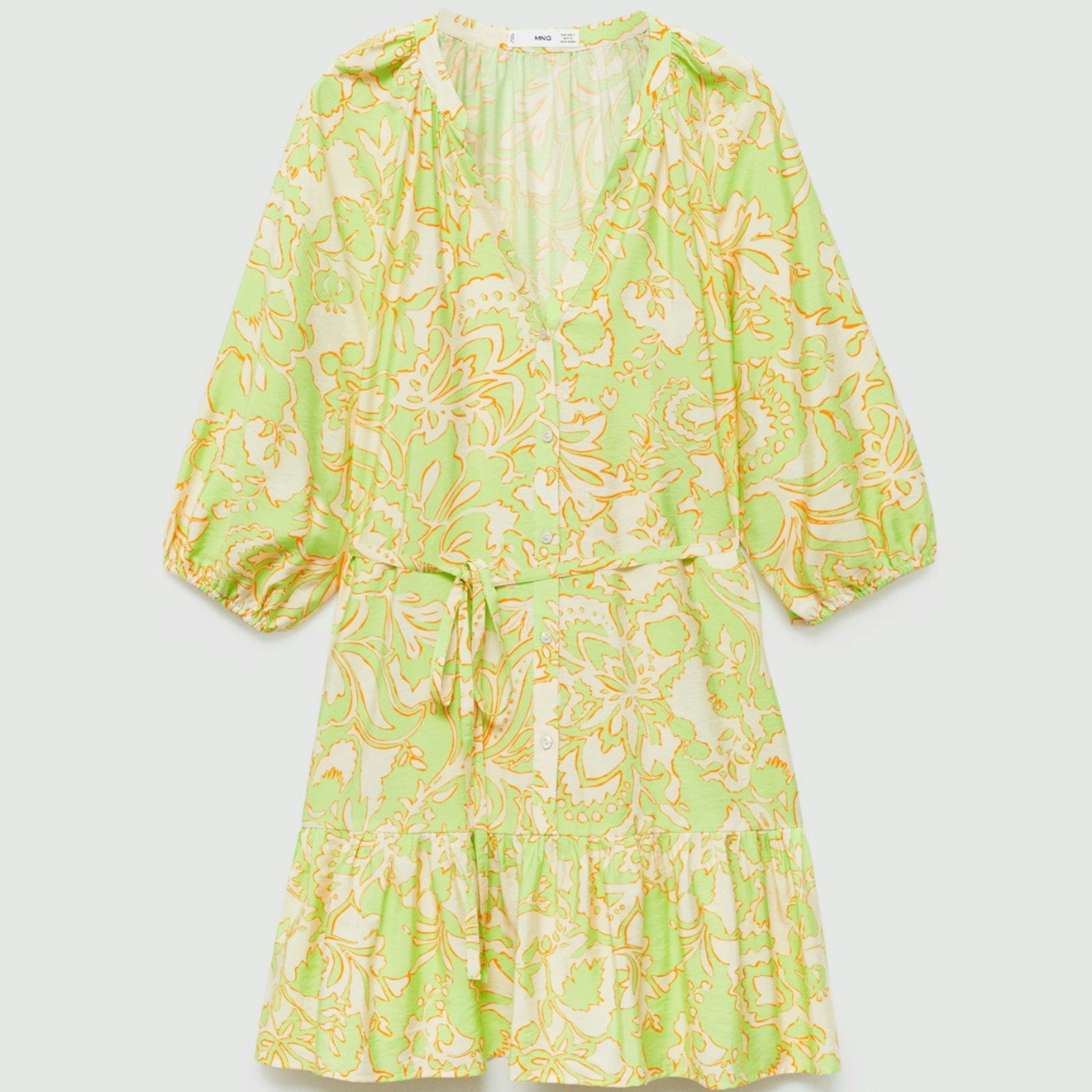 mango lime green floral dress