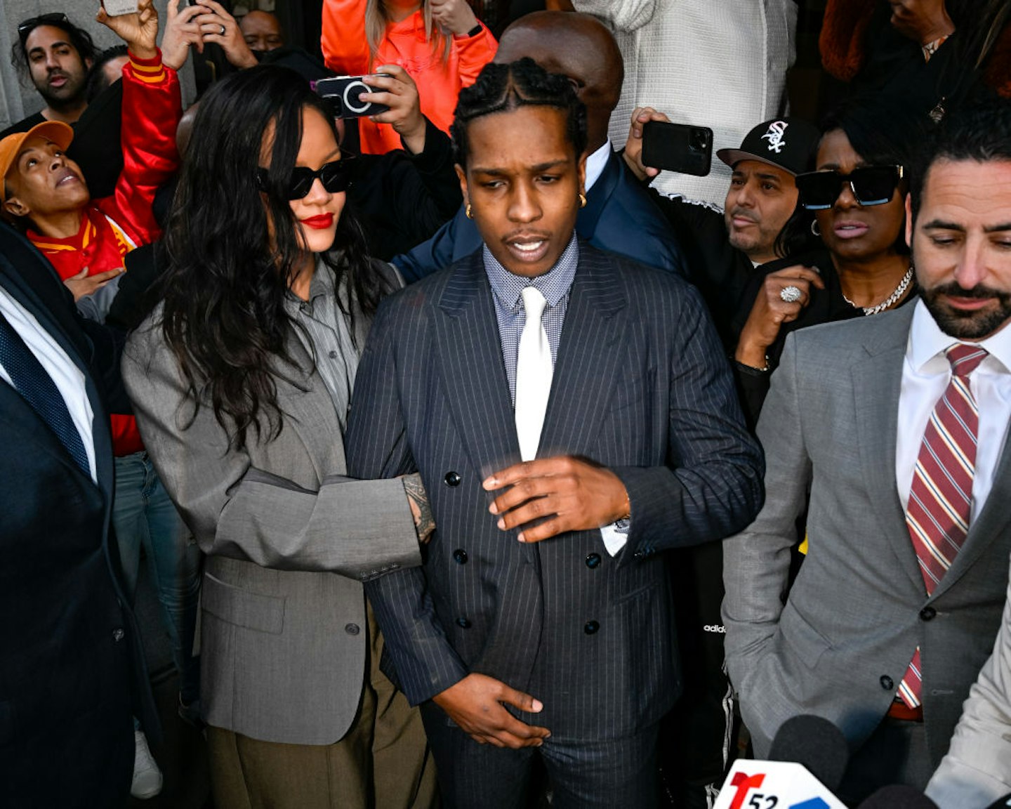 Rihanna and A$AP Rocky are seen outside of Clara Shortridge Foltz Criminal Justice Center