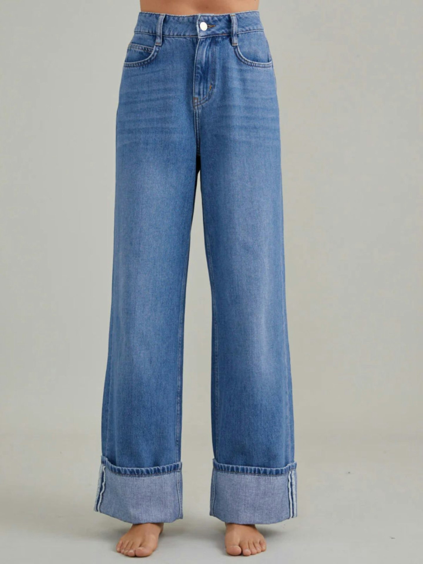 Nobody's Child, Denim Wide-Leg Turn-Up Jeans