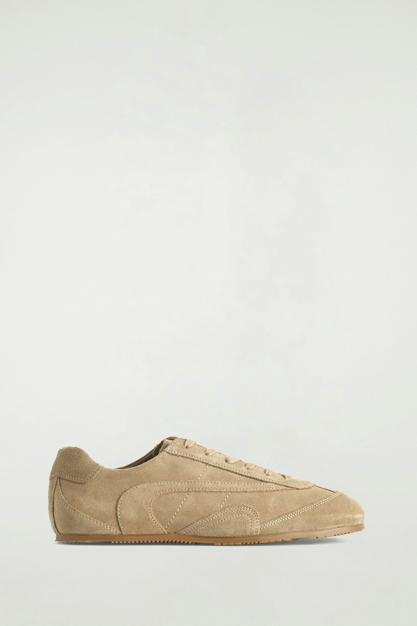 COS, Minimal Suede Trainers in Cappuccino