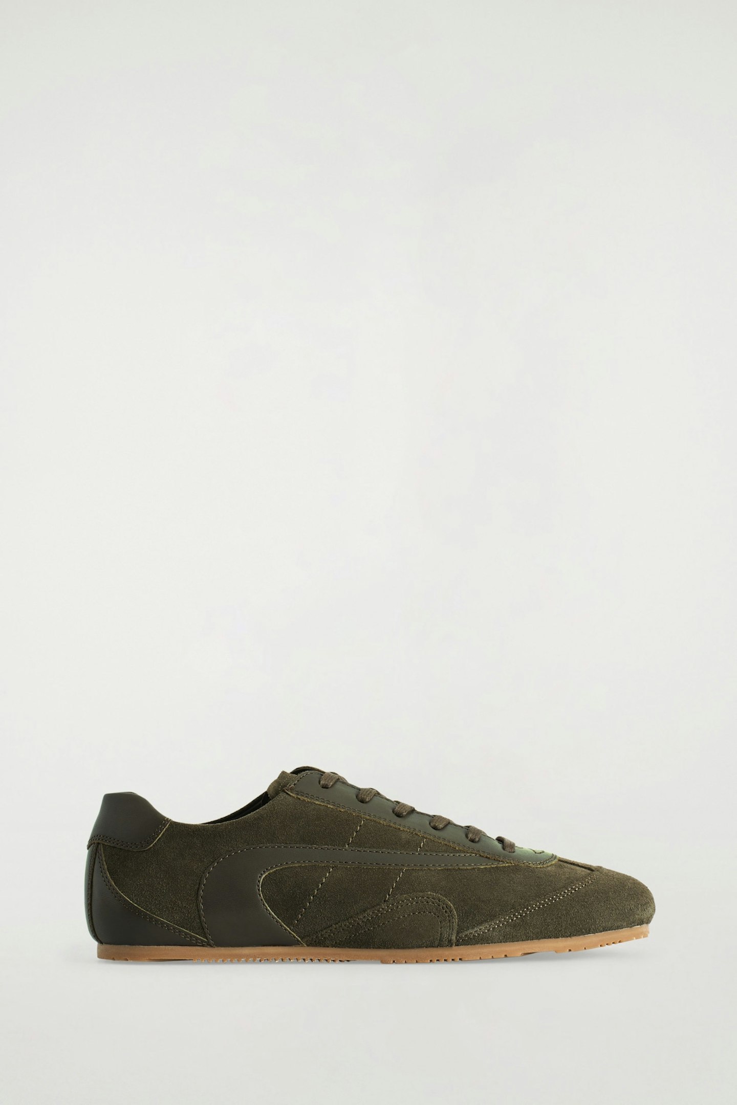 COS, Minimal Suede Trainers in Khaki