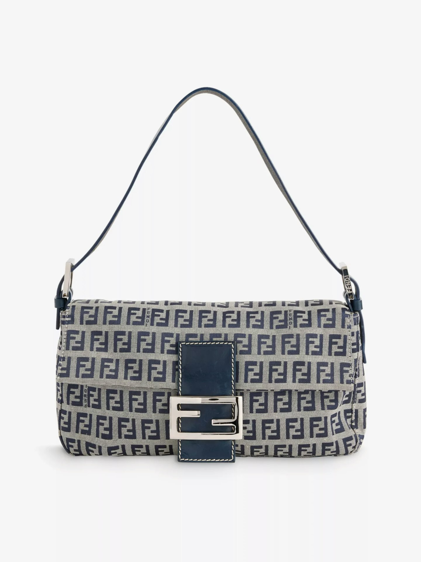 Pre-Loved Fendi Zucchino Canvas Baguette Shoulder Bag