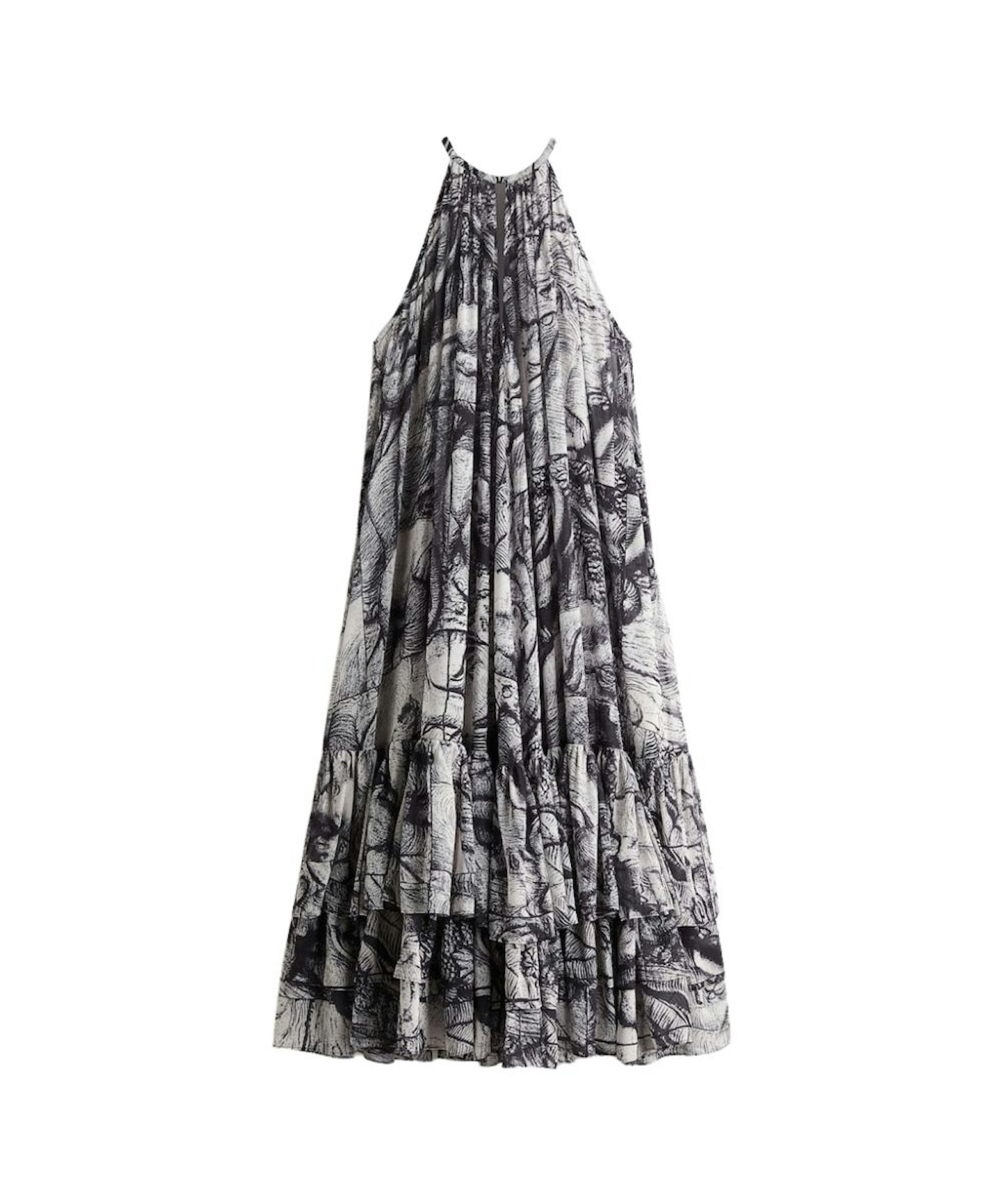 H&M x The White Lotus Patterned Chiffon Dress