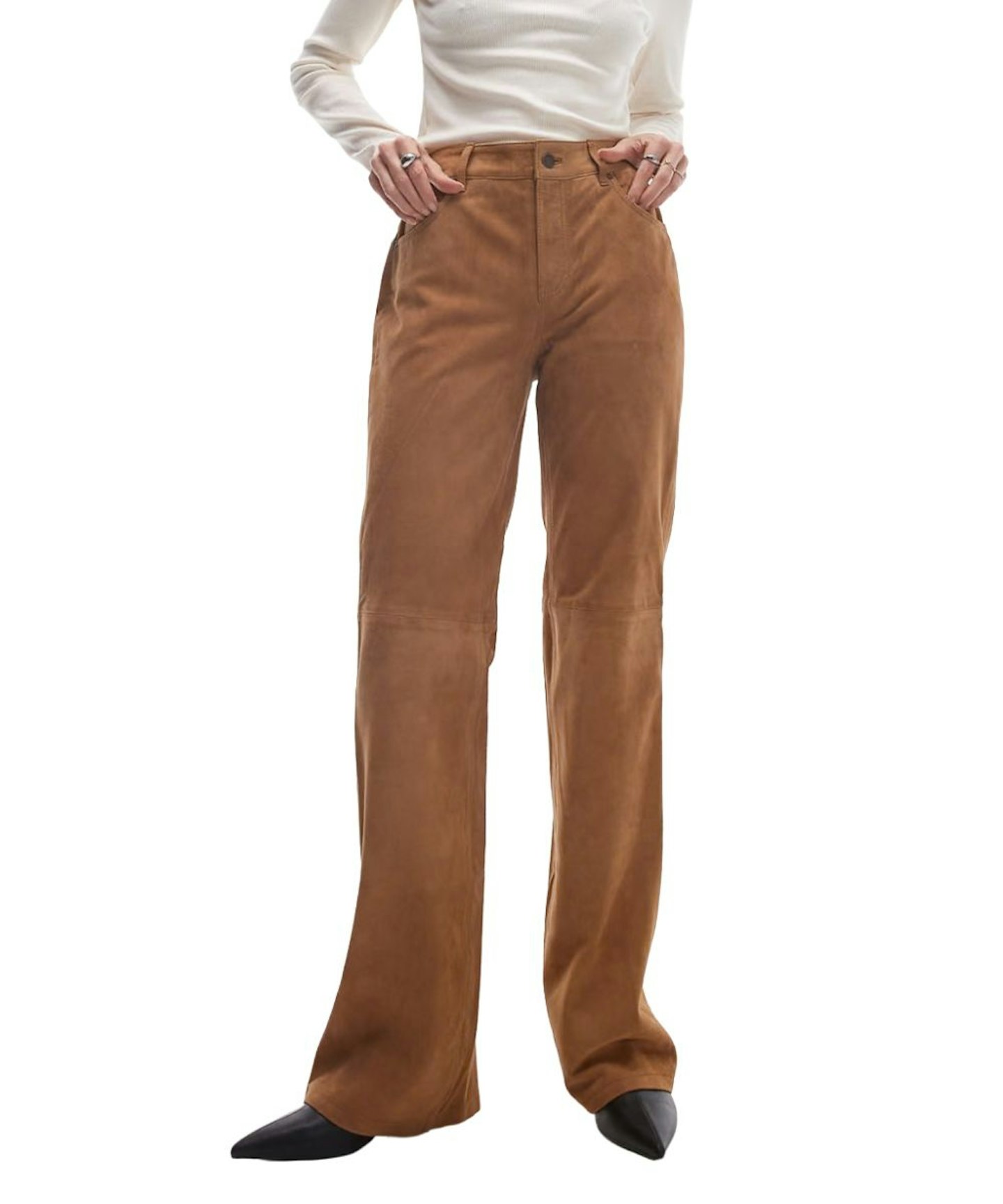 Mango, Suede Flare Trousers