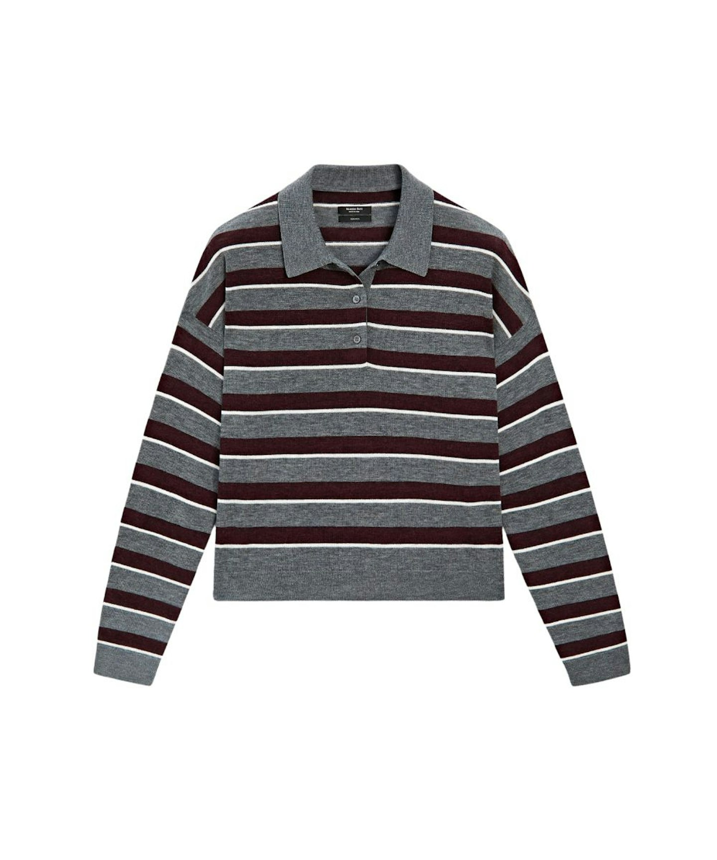 Massimo Dutti, Striped Polo Neck Knitted Jumper