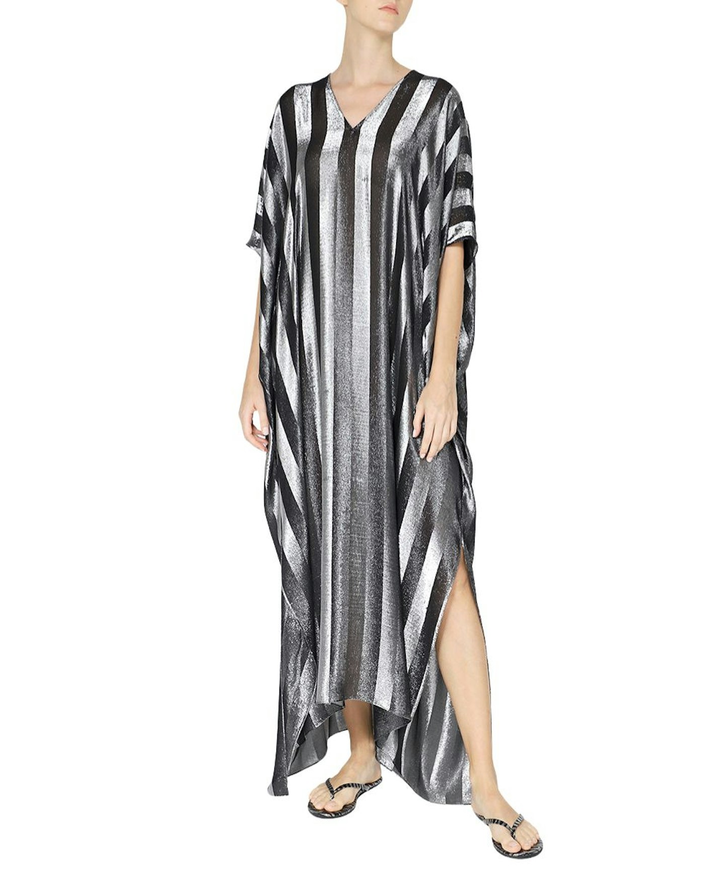 Marie France Van Damme, Metallic Stripe Boubou Caftan