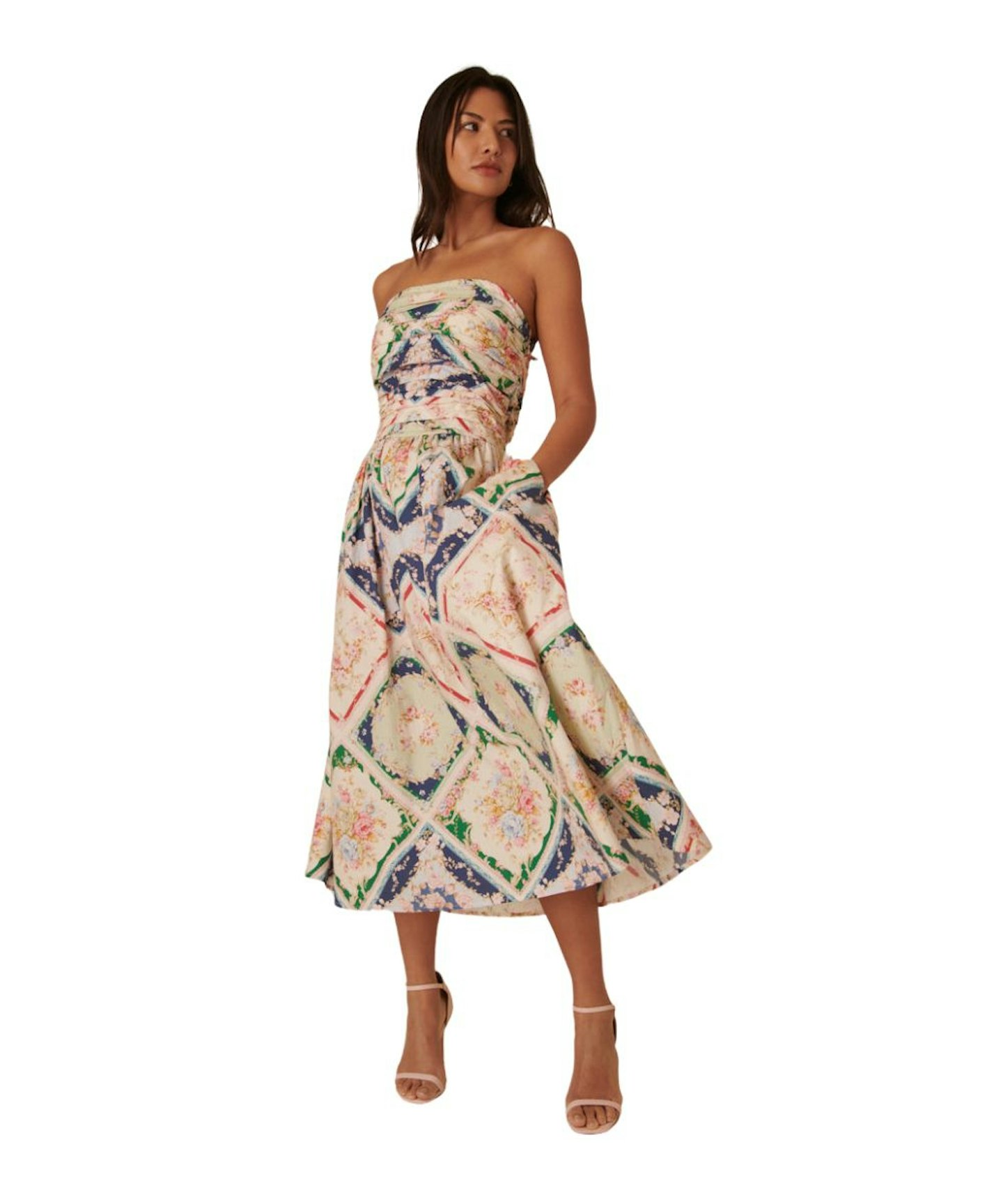 Nobody's Child, Abstract Floral Bandeau Felicity Midi Dress