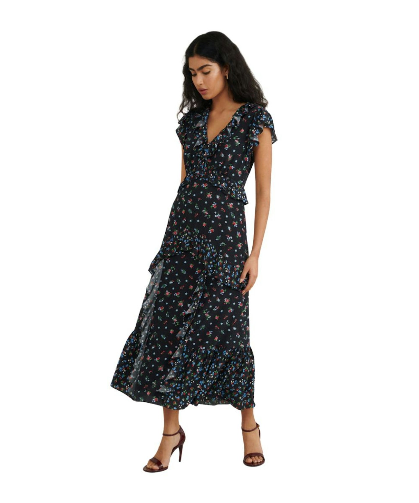 Nobody's Child, Black Floral Suvi Midi Dress