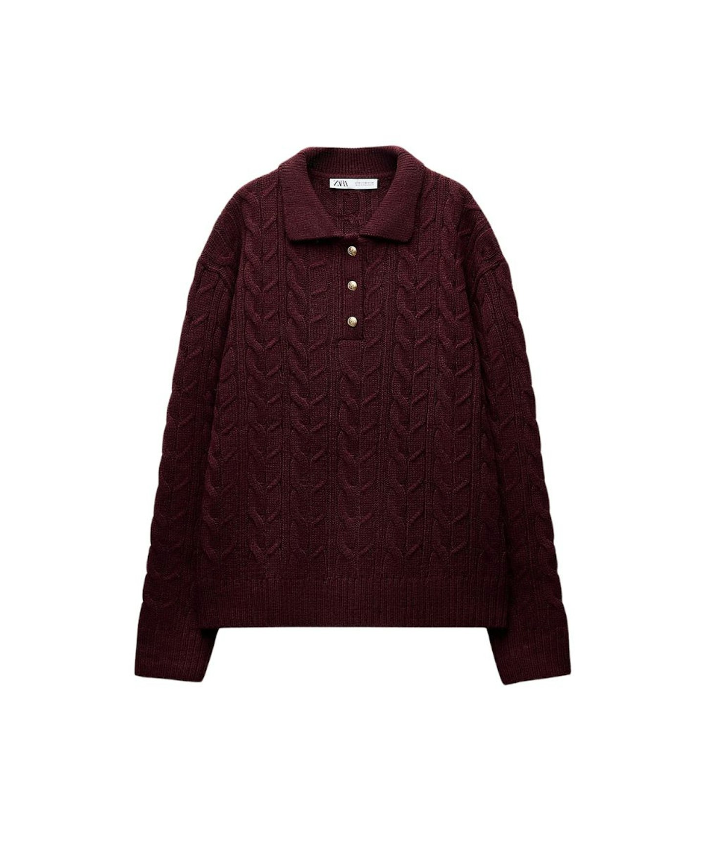 Zara, Cable-Knit Polo Jumper