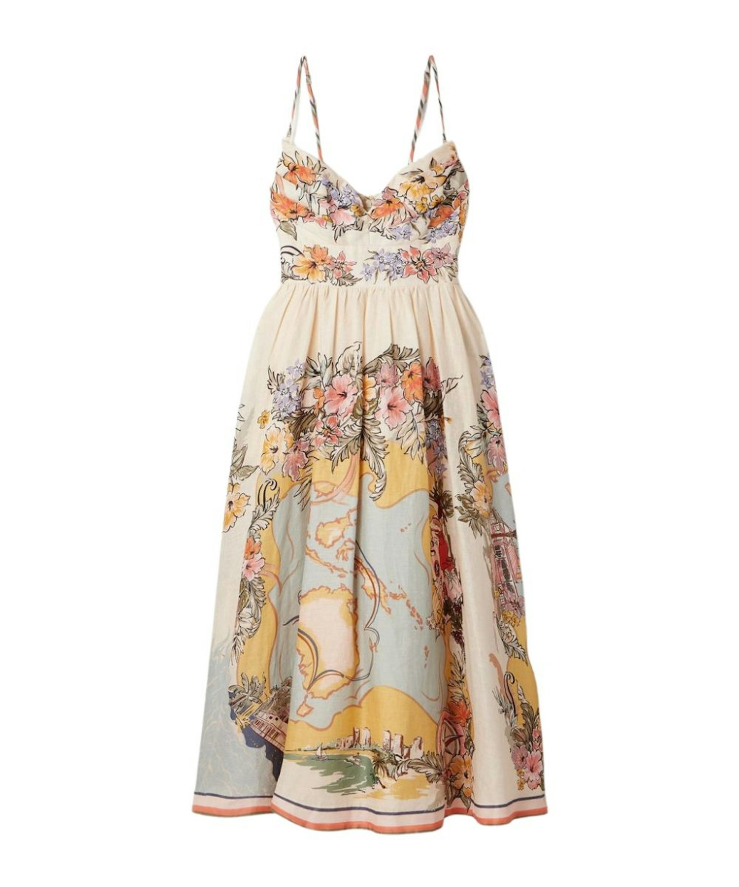 Zimmermann, Tallow Pleated Linen Midi Dress