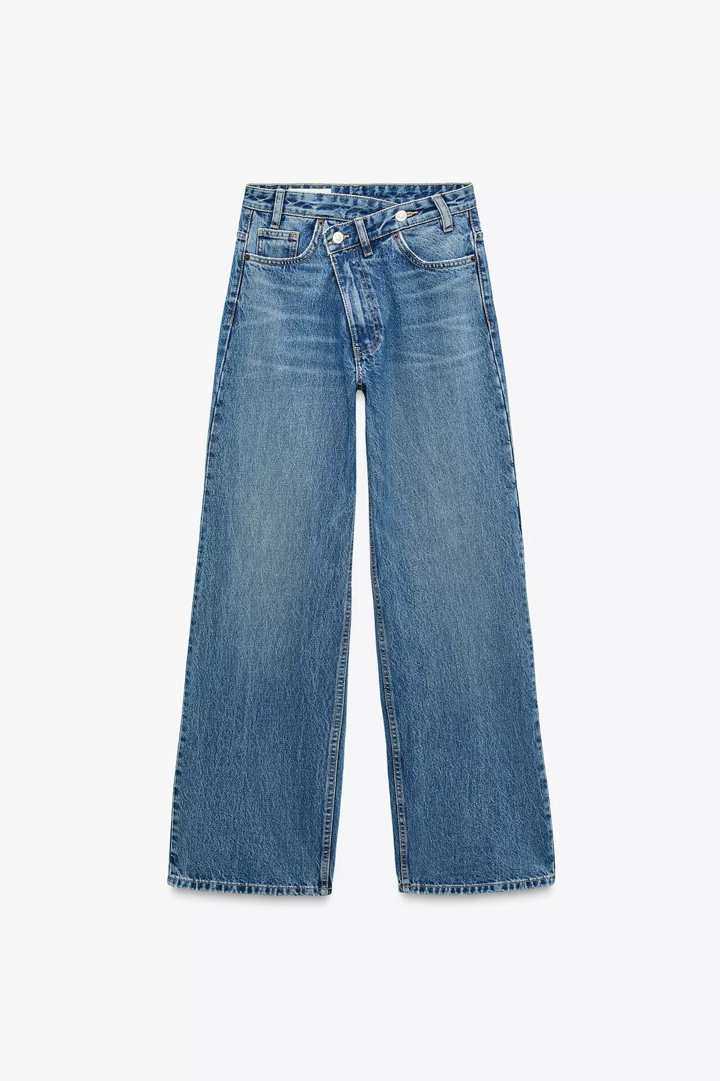 Zara, High Waist, TRF Wide Leg Jean - Blue