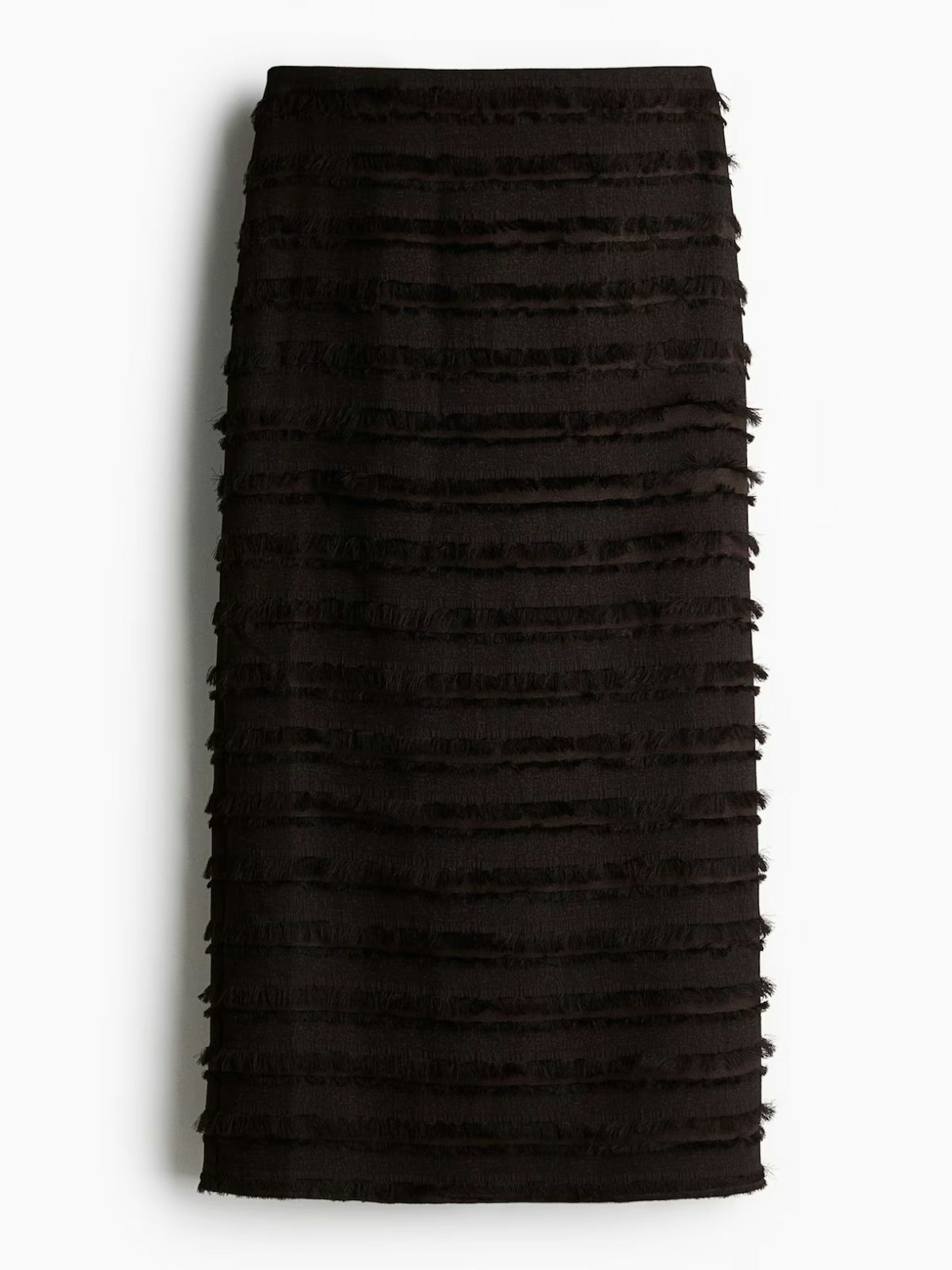 Fringe-Trimmed Midi Skirt