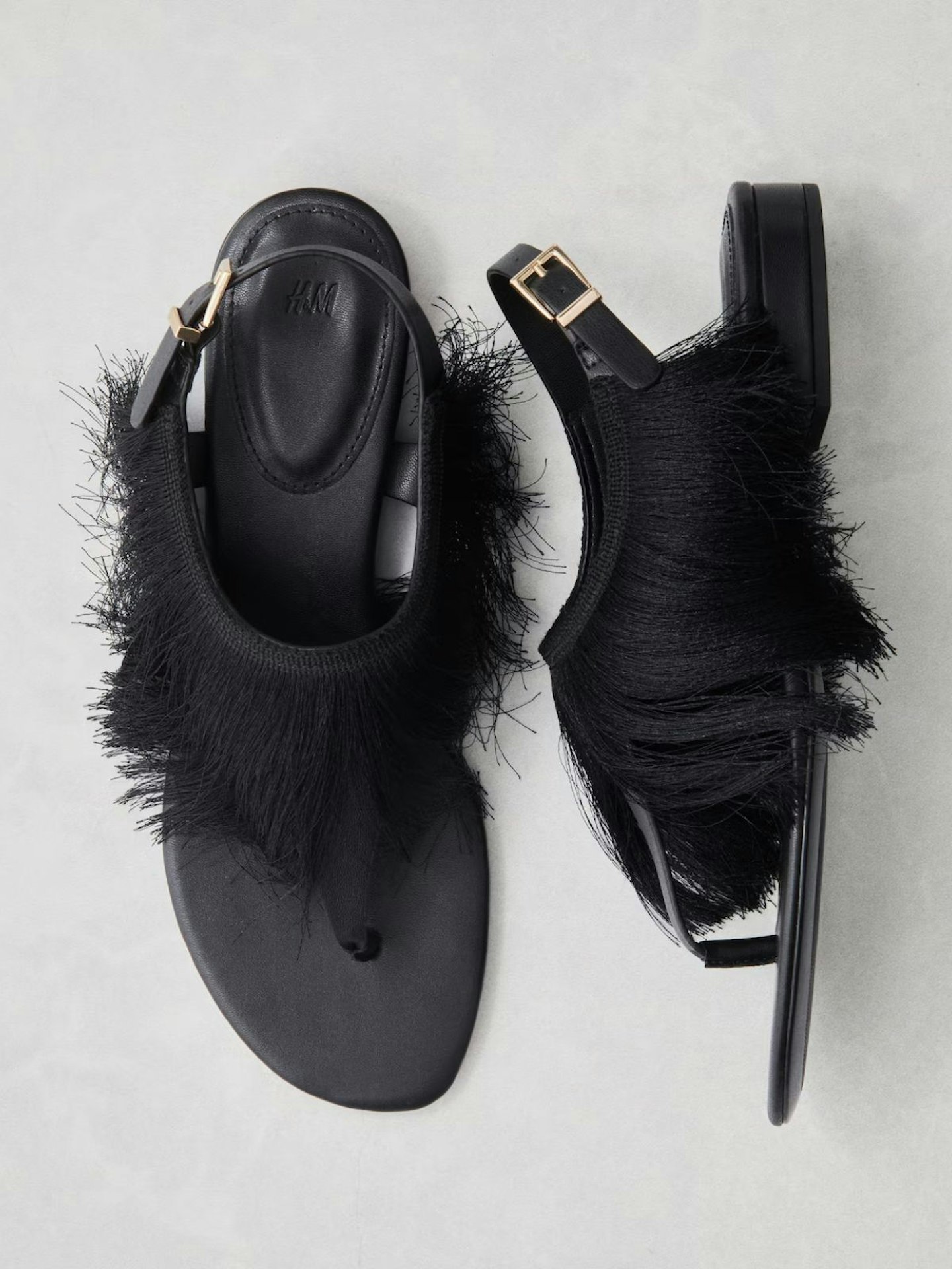 Fringed-Trimmed Sandals