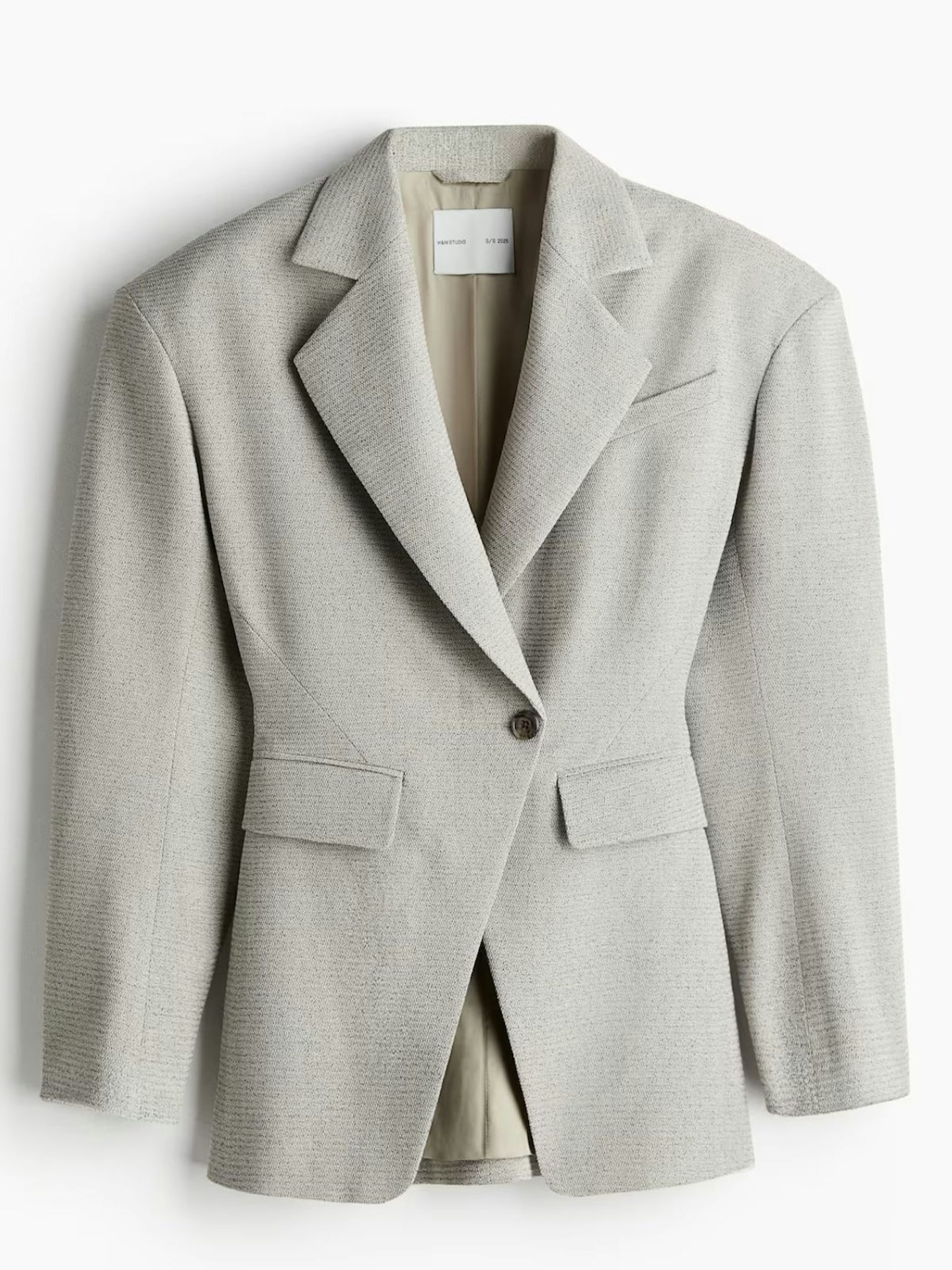 Wool-Blend Wide-Shoulder Blazer