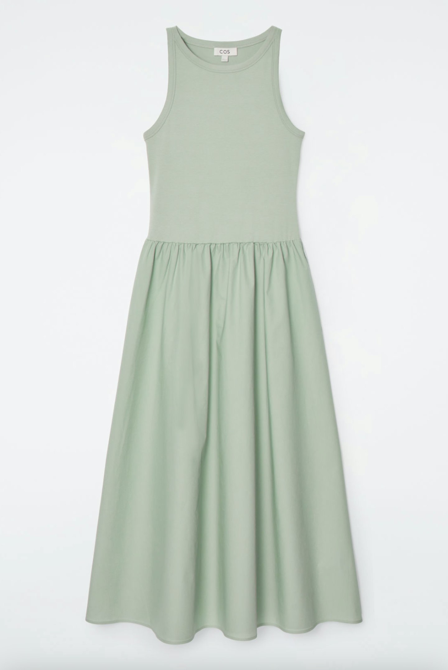 COS, Contrast Panel Maxi Dress - Sage Green