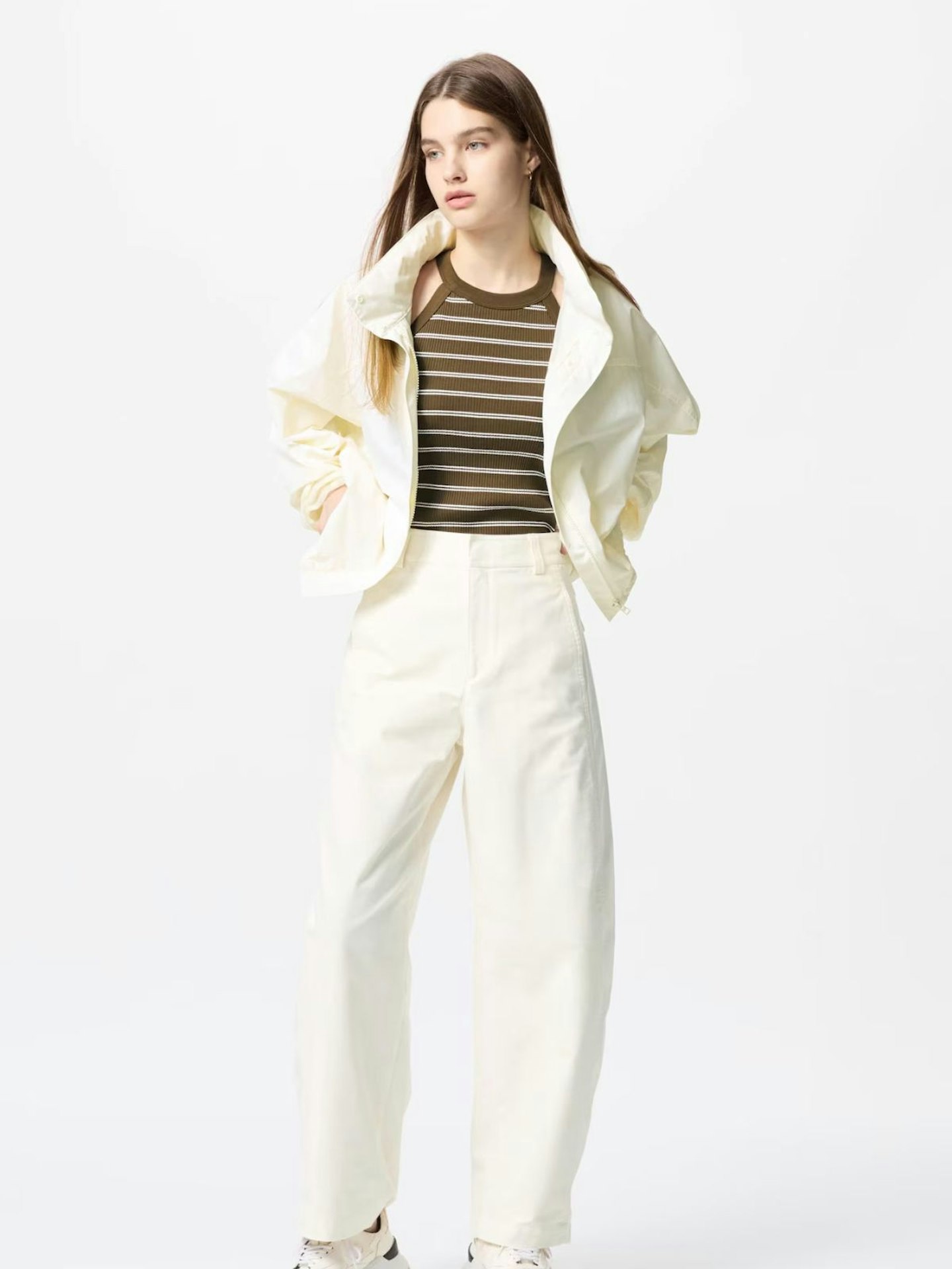 Jersey Barrel Leg Trousers - Off White