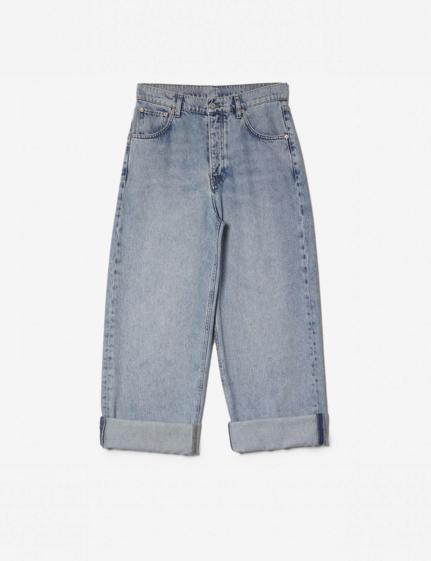 Albaray, Mid Rise Wide Leg Turn Up Jeans