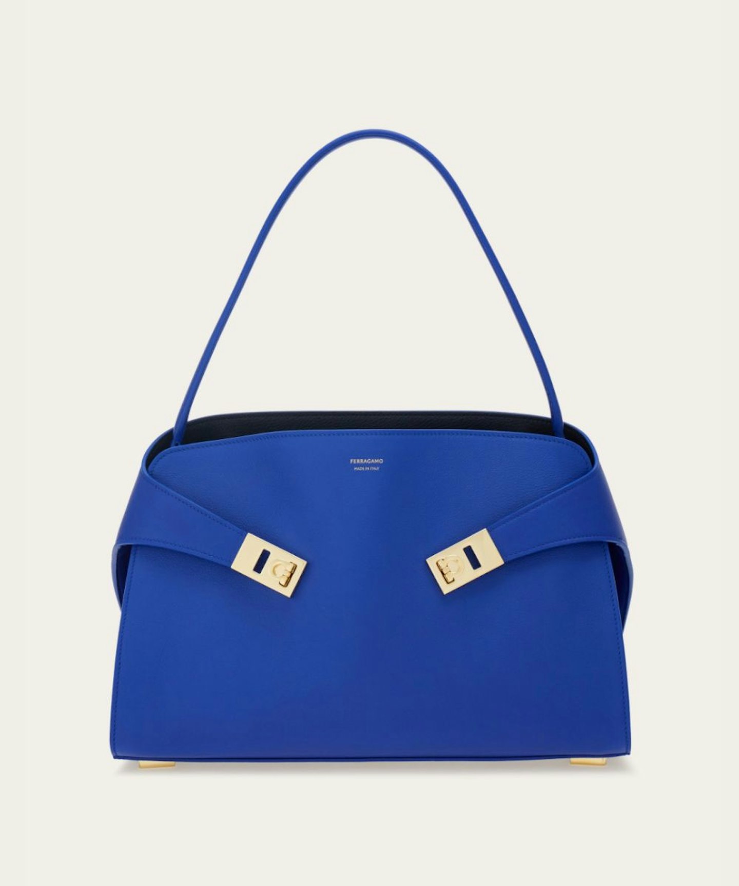 ferragamo Hug Soft Bicolor Shoulder Bag in Midnight Blue