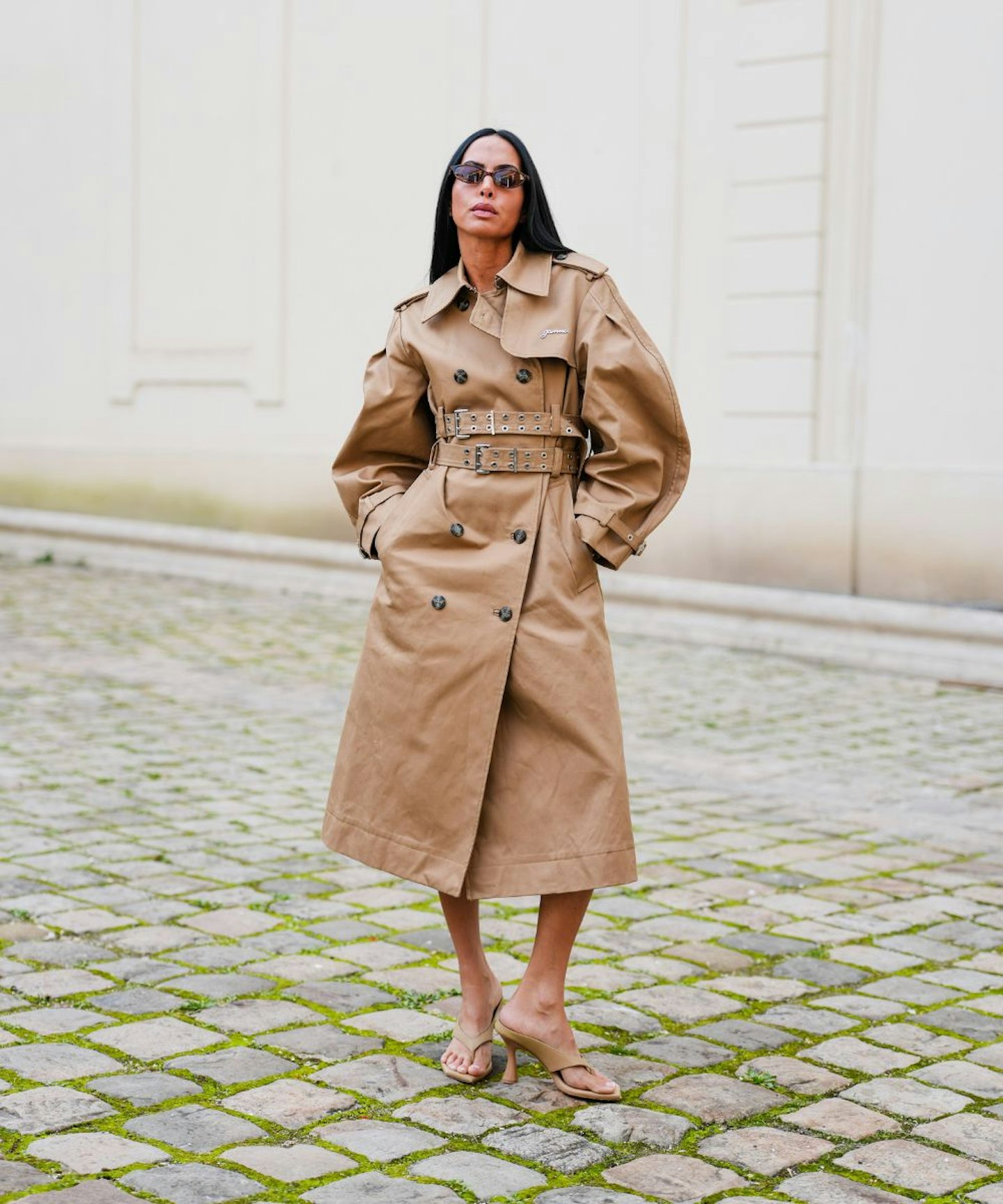 ganni bonded cotton trench coat