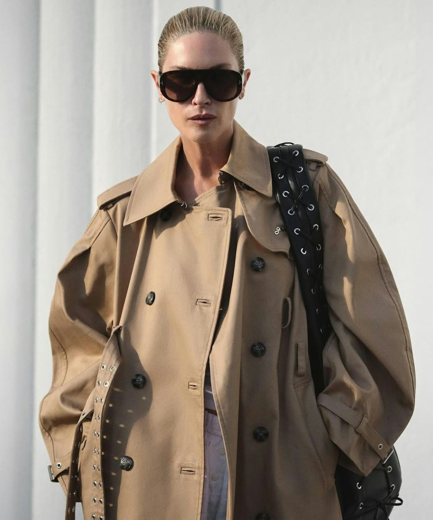 ganni bonded cotton trench coat