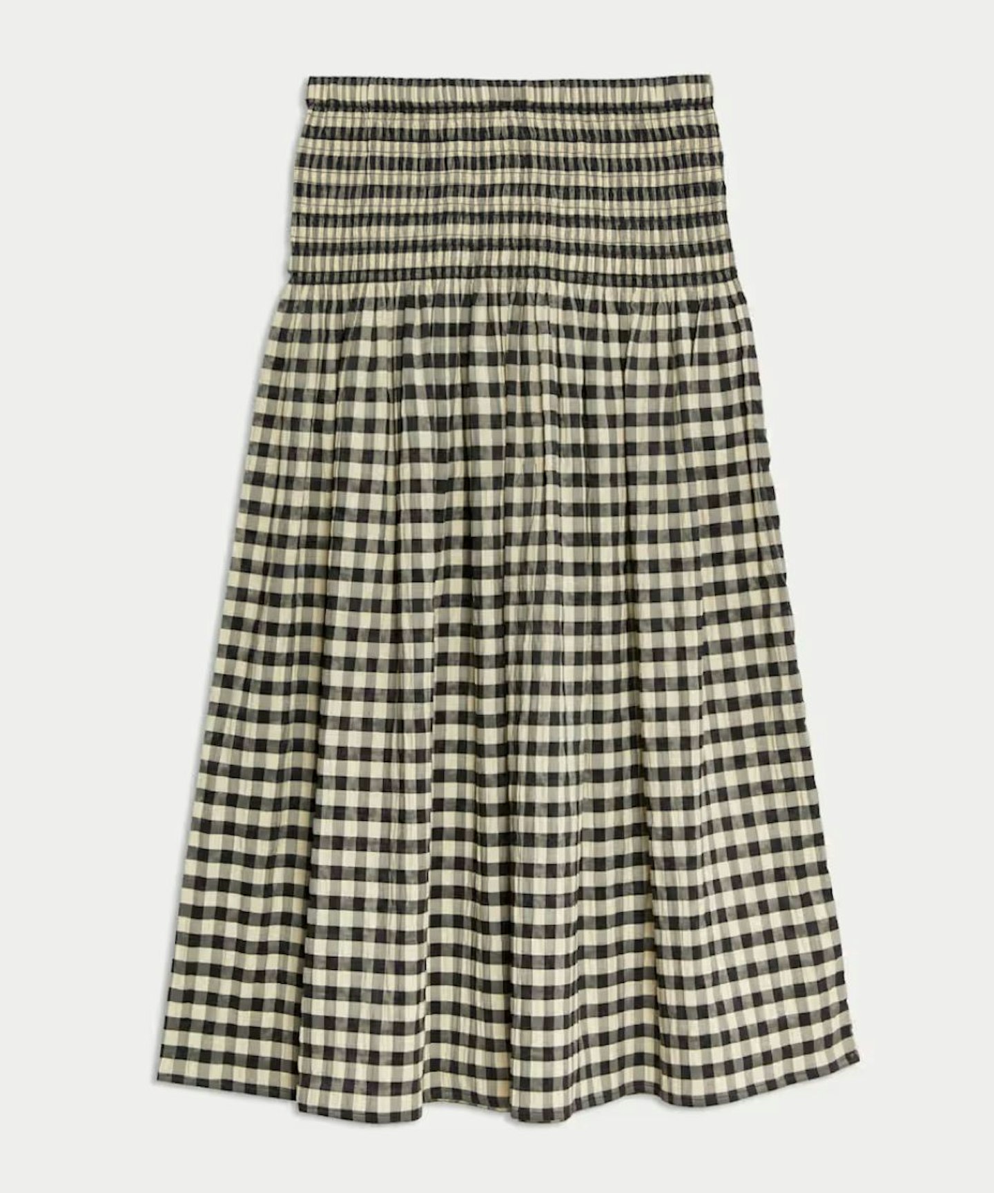 Cotton Blend Checked Midaxi A Line Skirt