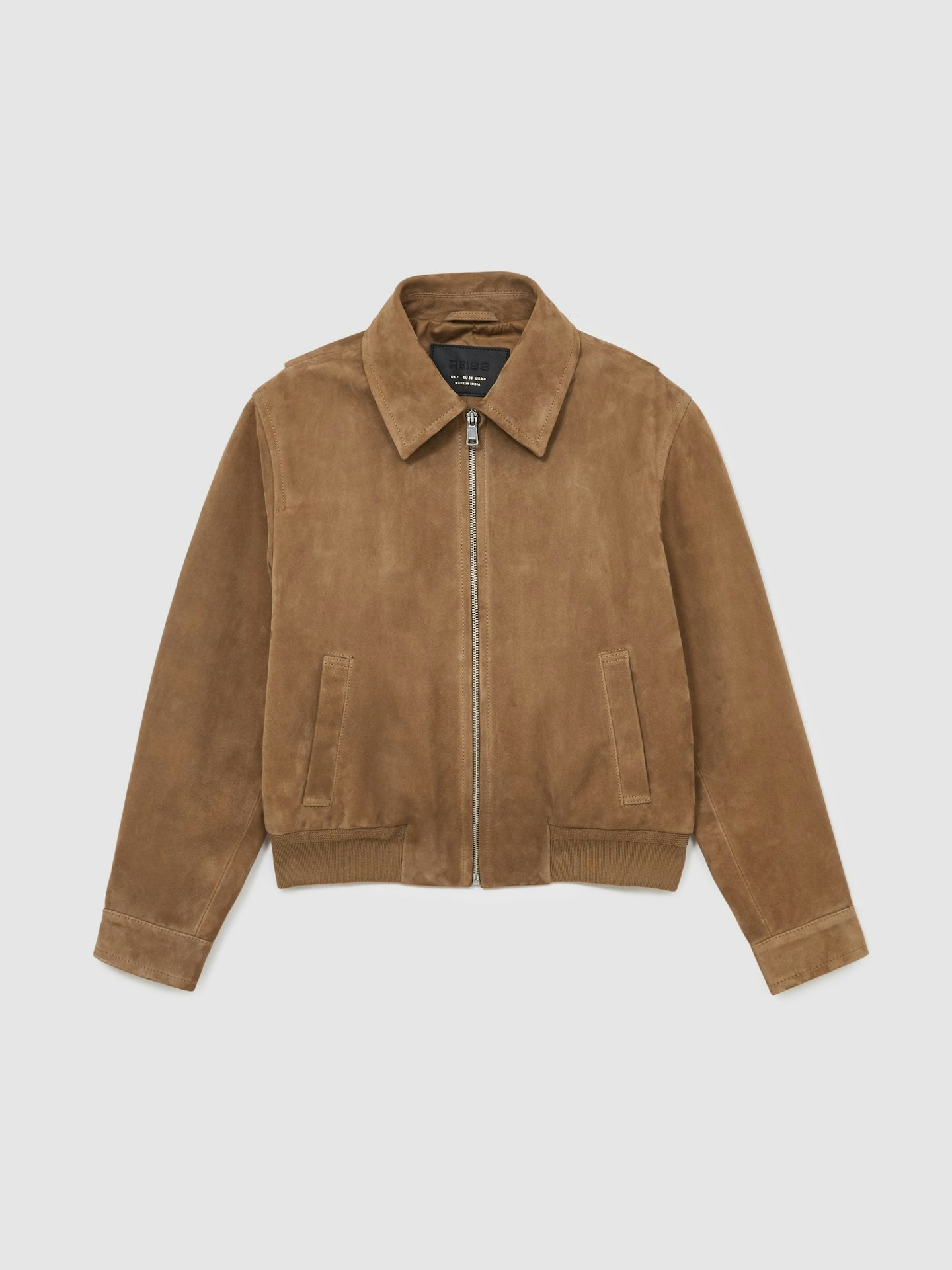 Reiss Suede Zip-Through Bomber Jacket