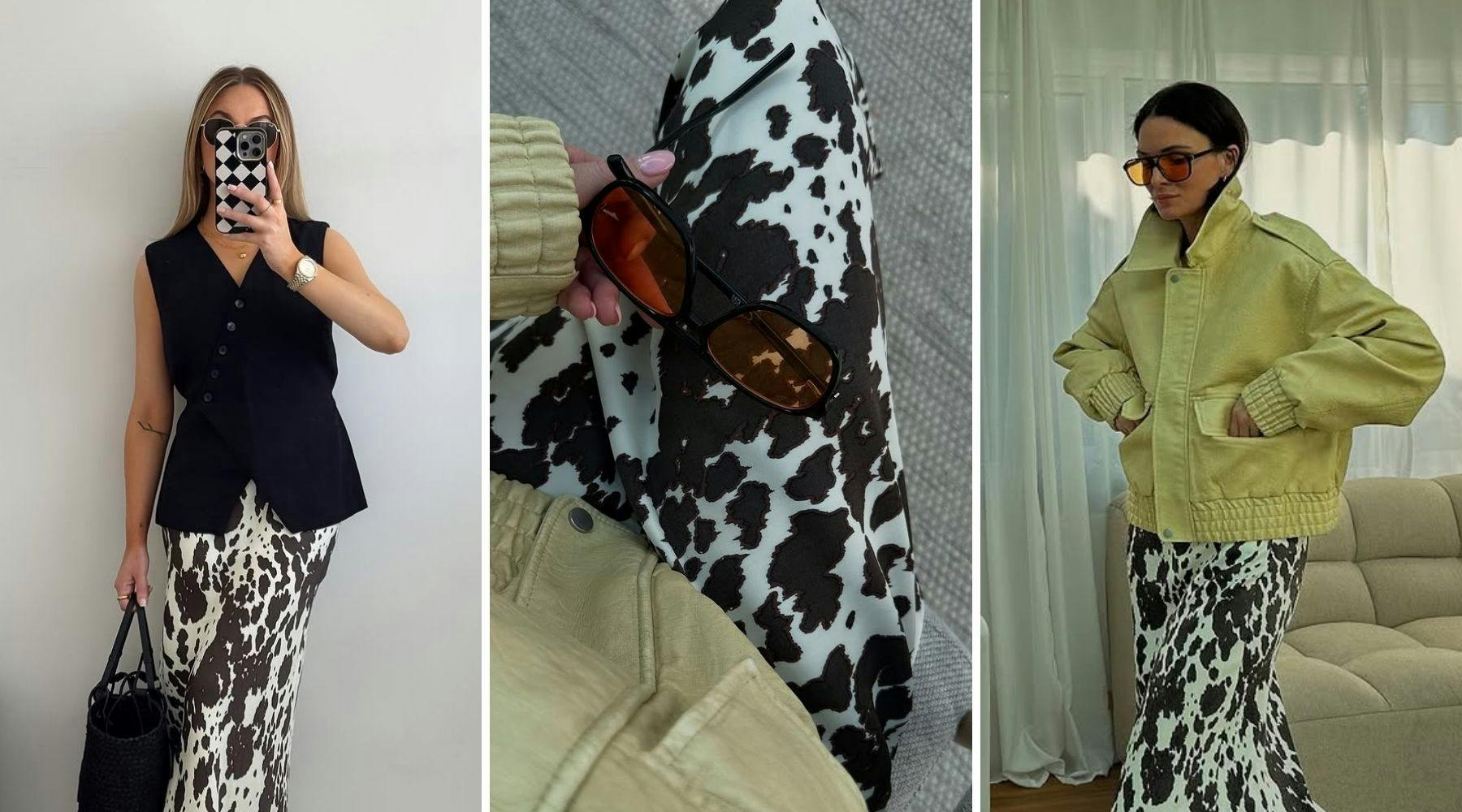 COW PATTERN SUEDE LIKE SKIRT Sサイズ Suede Cow Print Skirt 2025