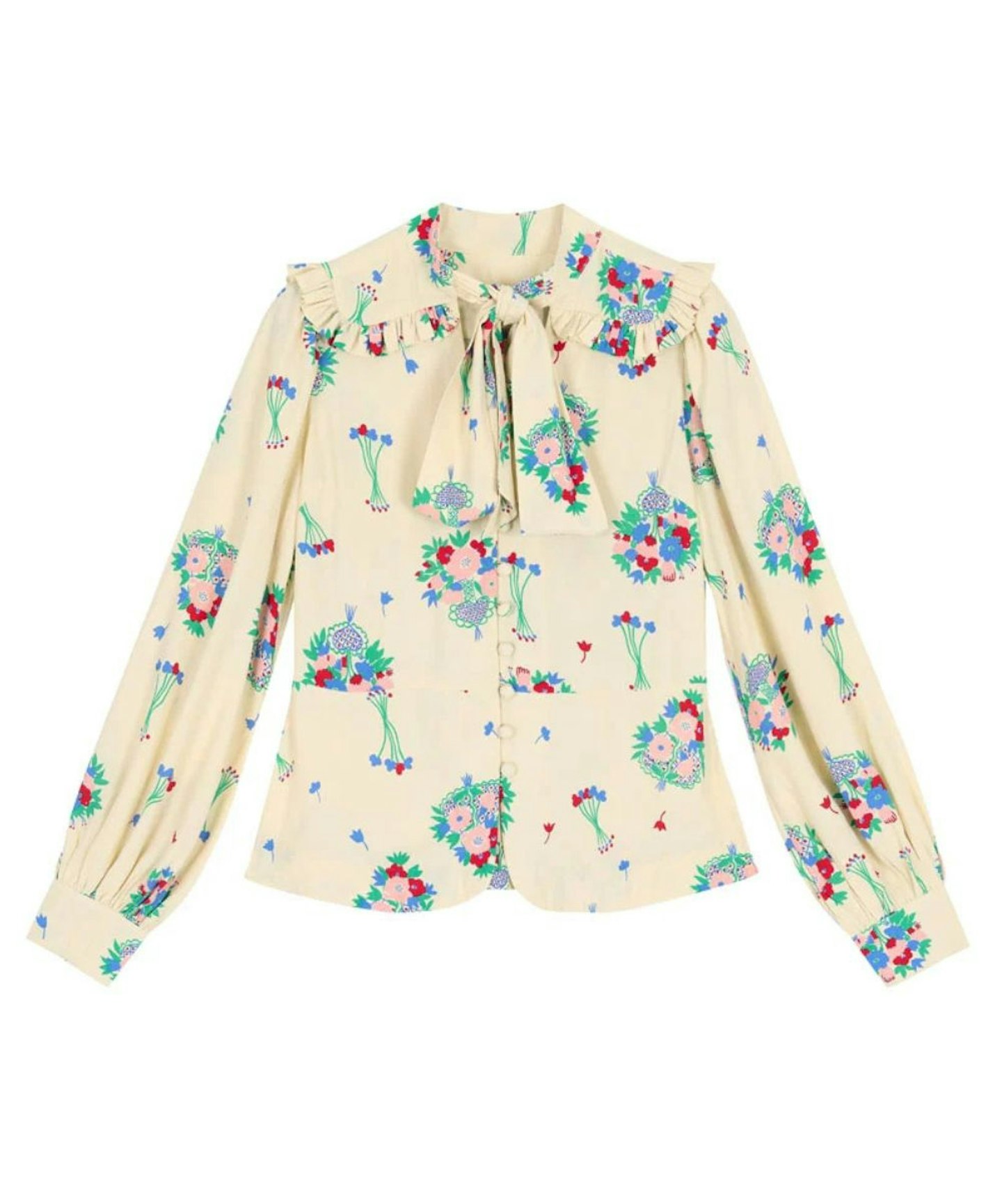 Celia Birtwell X Joanie - Bouquet Floral Pussy Bow Peplum Blouse