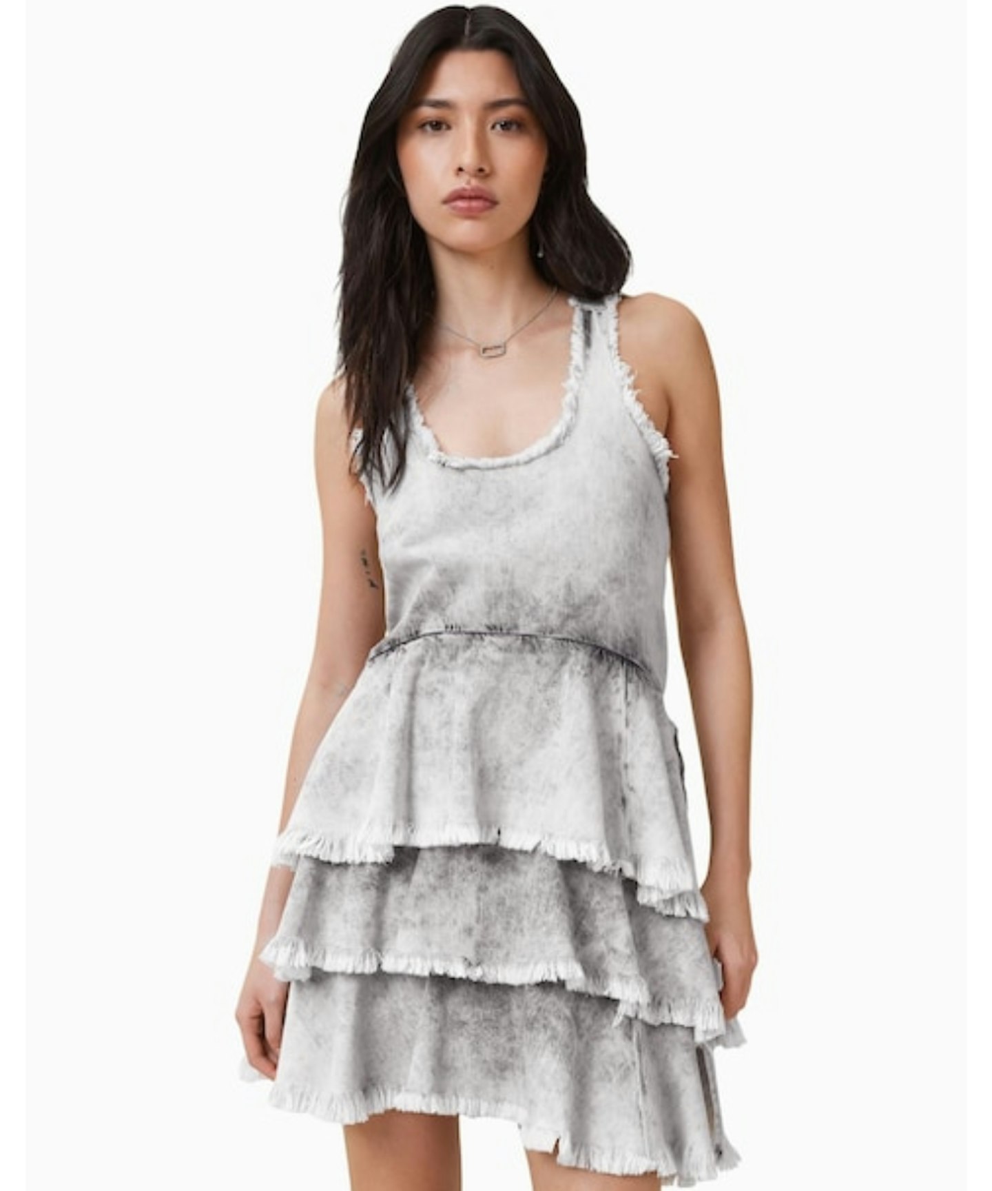 All Saints Ruffle Denim Dress