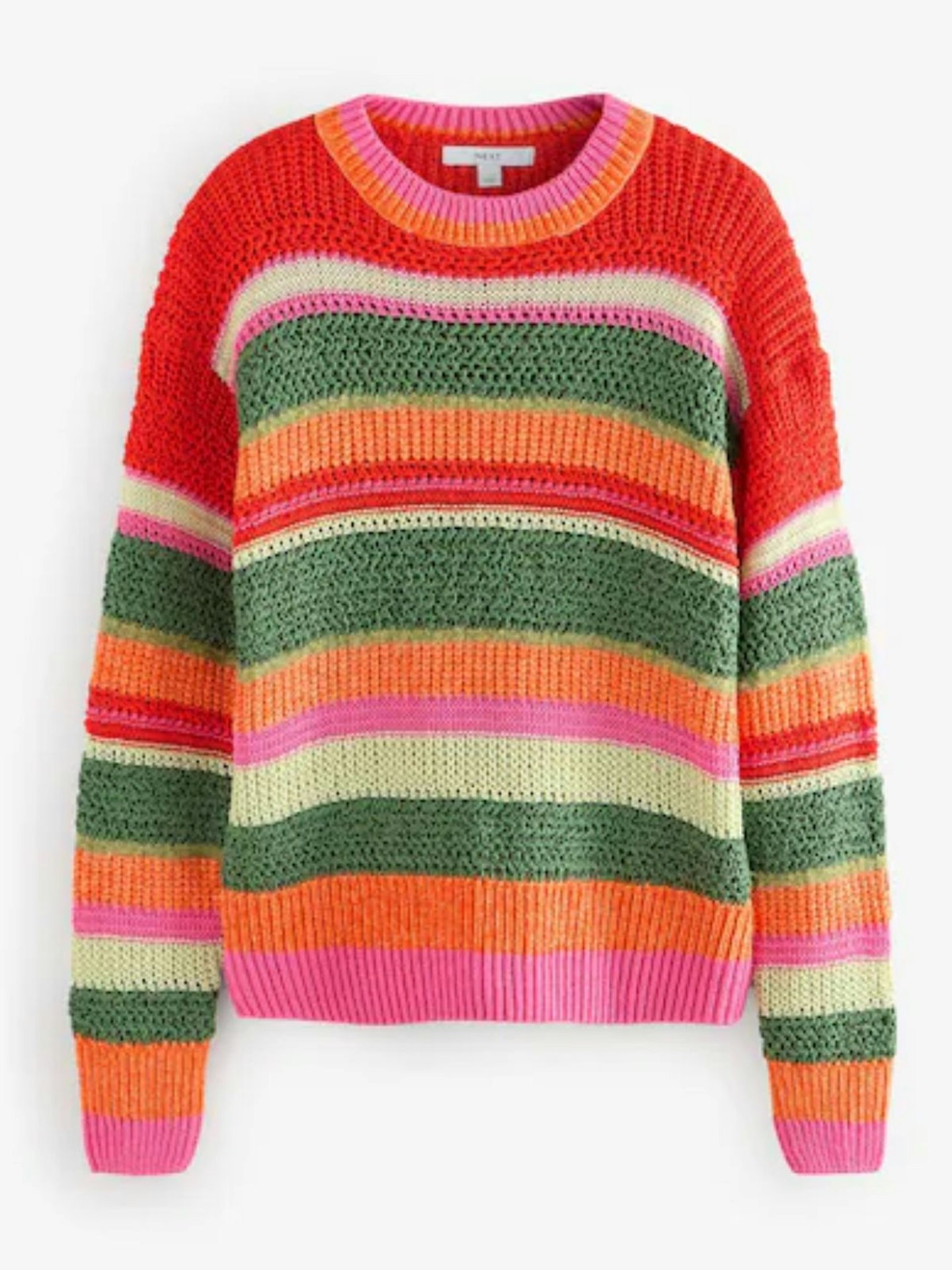Next, Multi Bright Stitchy Striped Relaxed Crew Neck Jumper