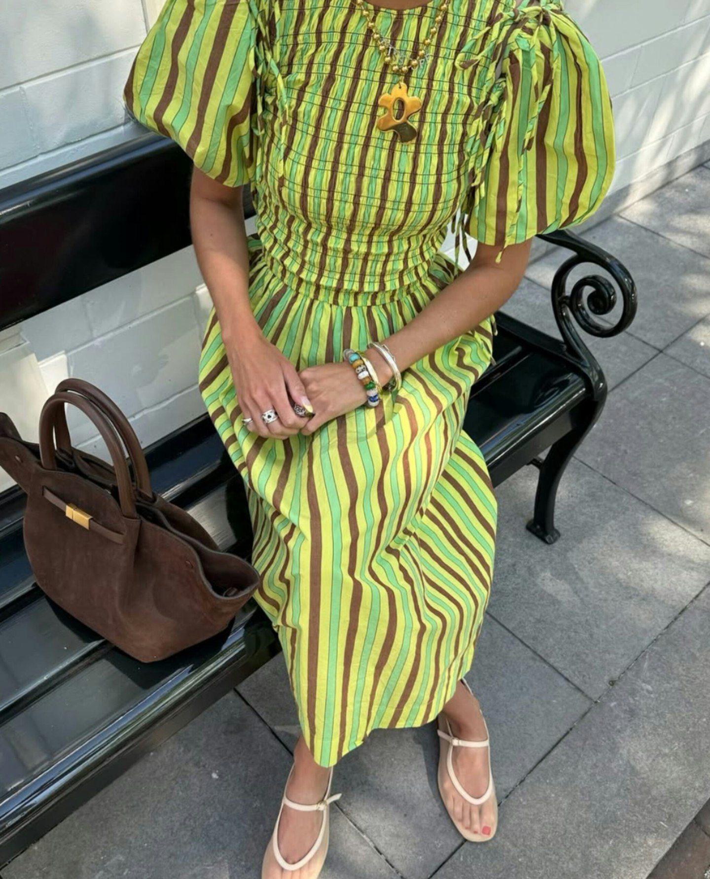 DM dress striped influencer up close