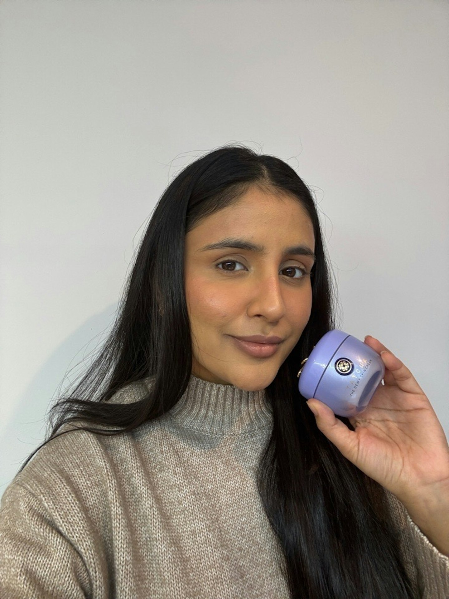 Beauty Writer Sameeha Shaikh wearing Tatcha's The Dewy Skin Cream