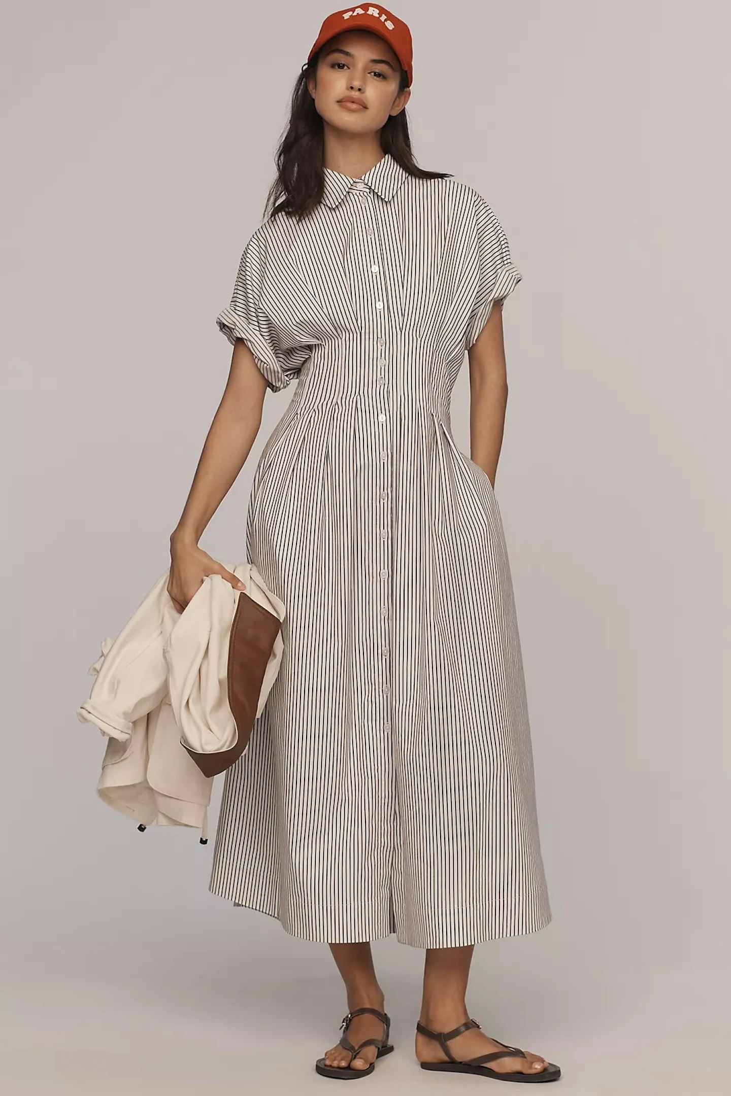 Anthropologie, The Tobie Button-Front Pleated Shirt Dress