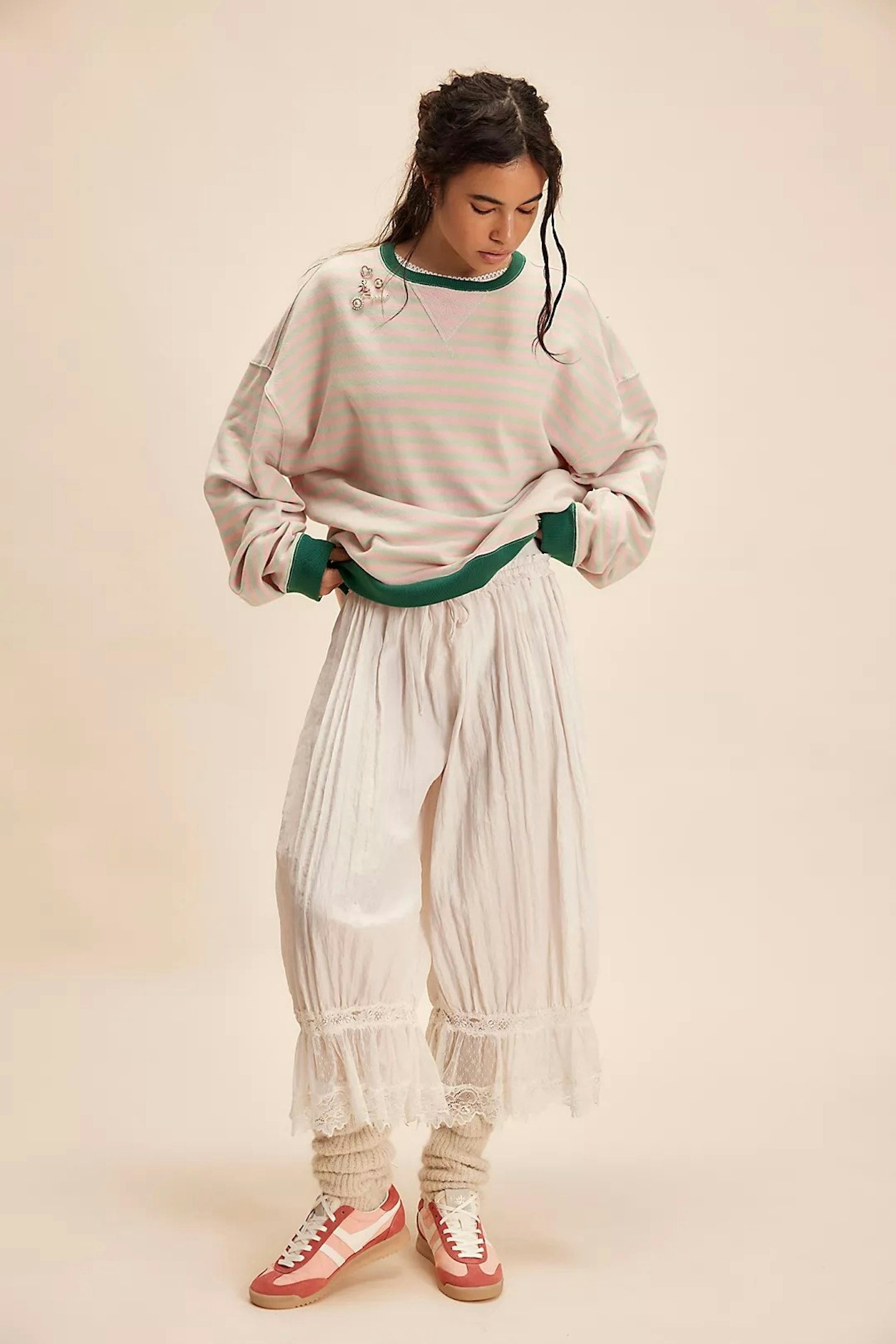 Classic Striped Oversized Crewneck - Bubblegum Combo