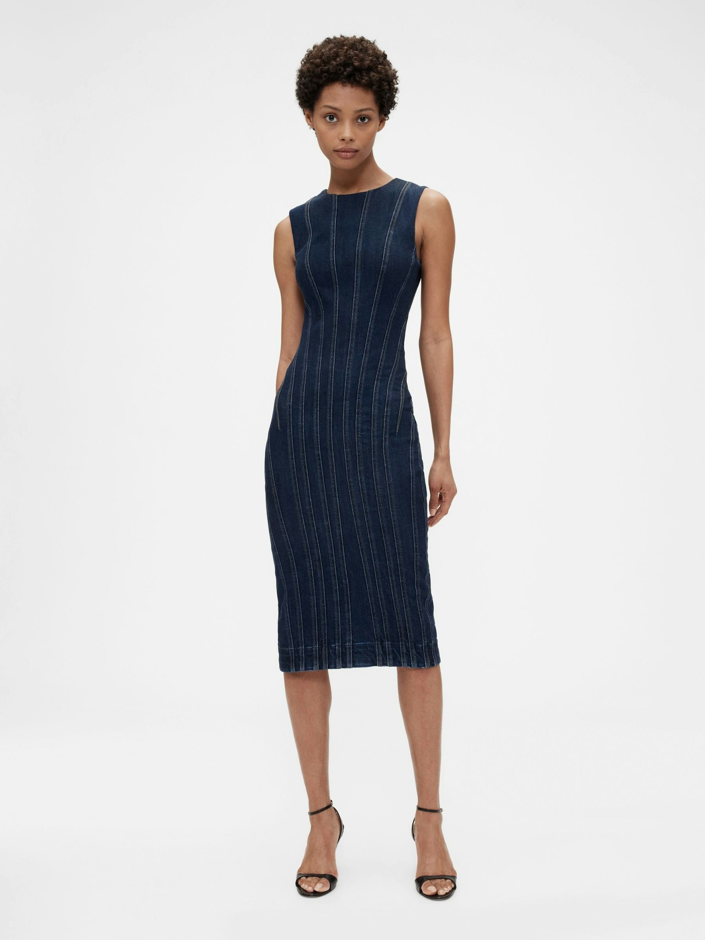 Gap Dark Wash Seamed Denim Midi Dress